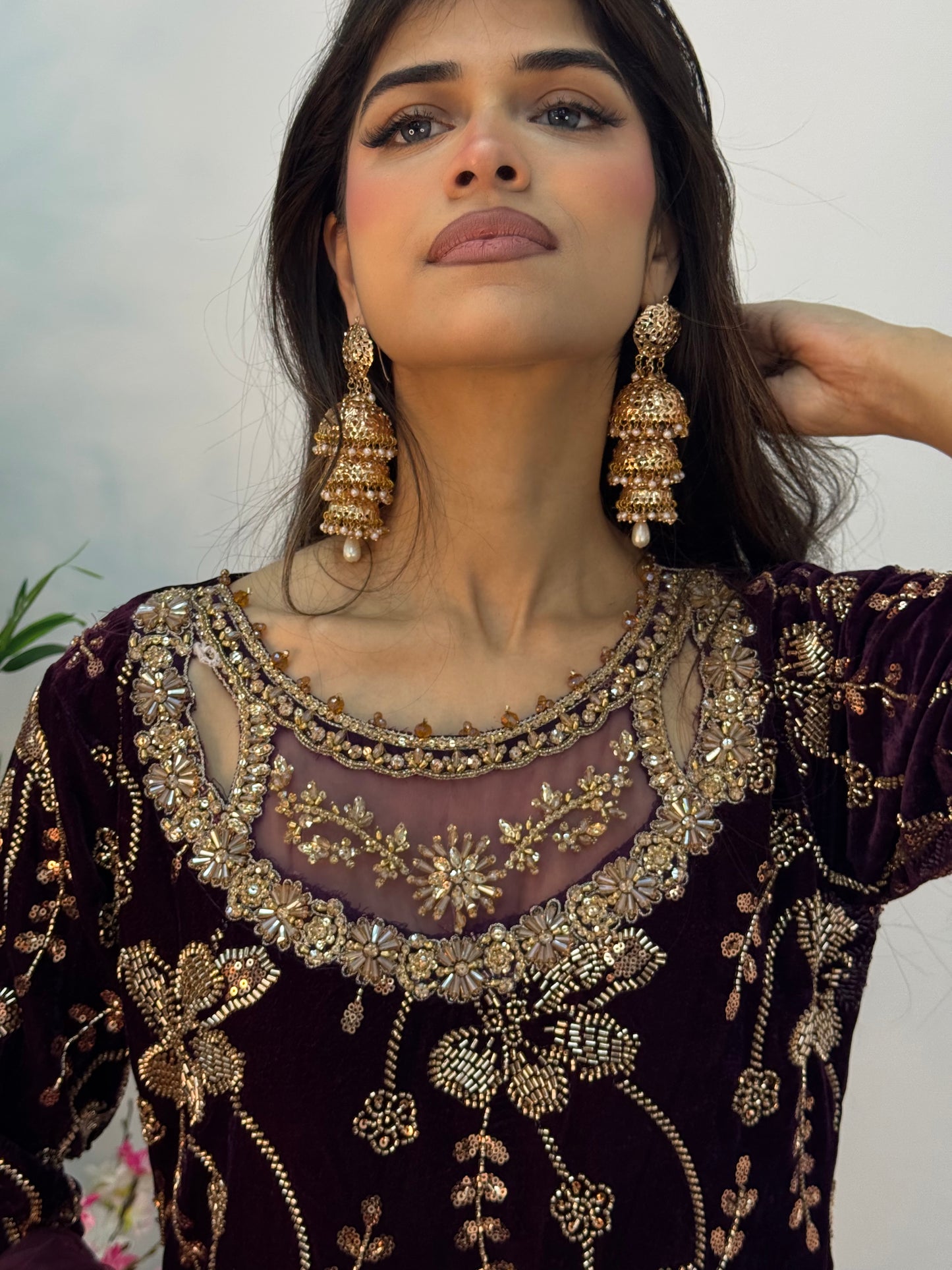 Zeba - Cutdana Velvet- Plum Purple