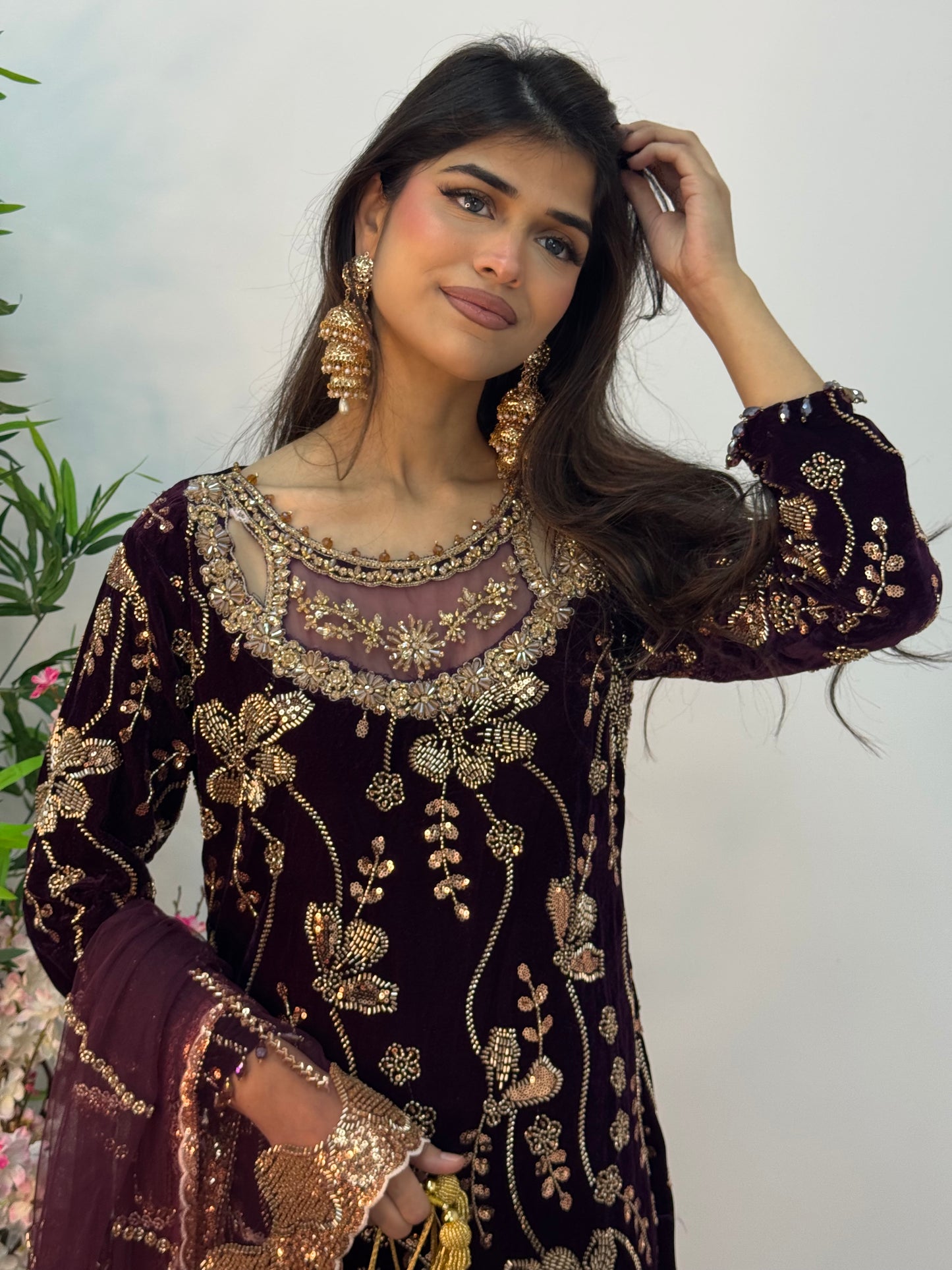 Zeba - Cutdana Velvet- Plum Purple
