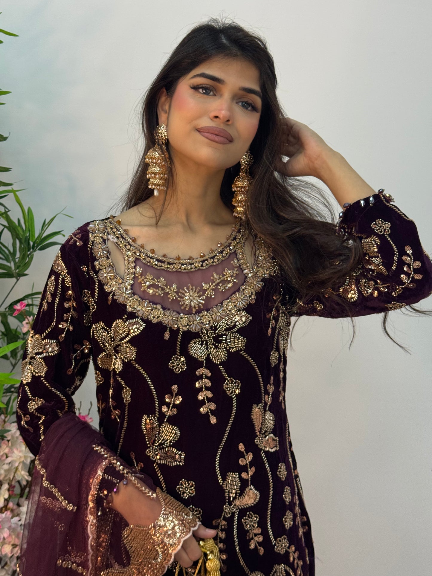 Zeba - Cutdana Velvet- Plum Purple