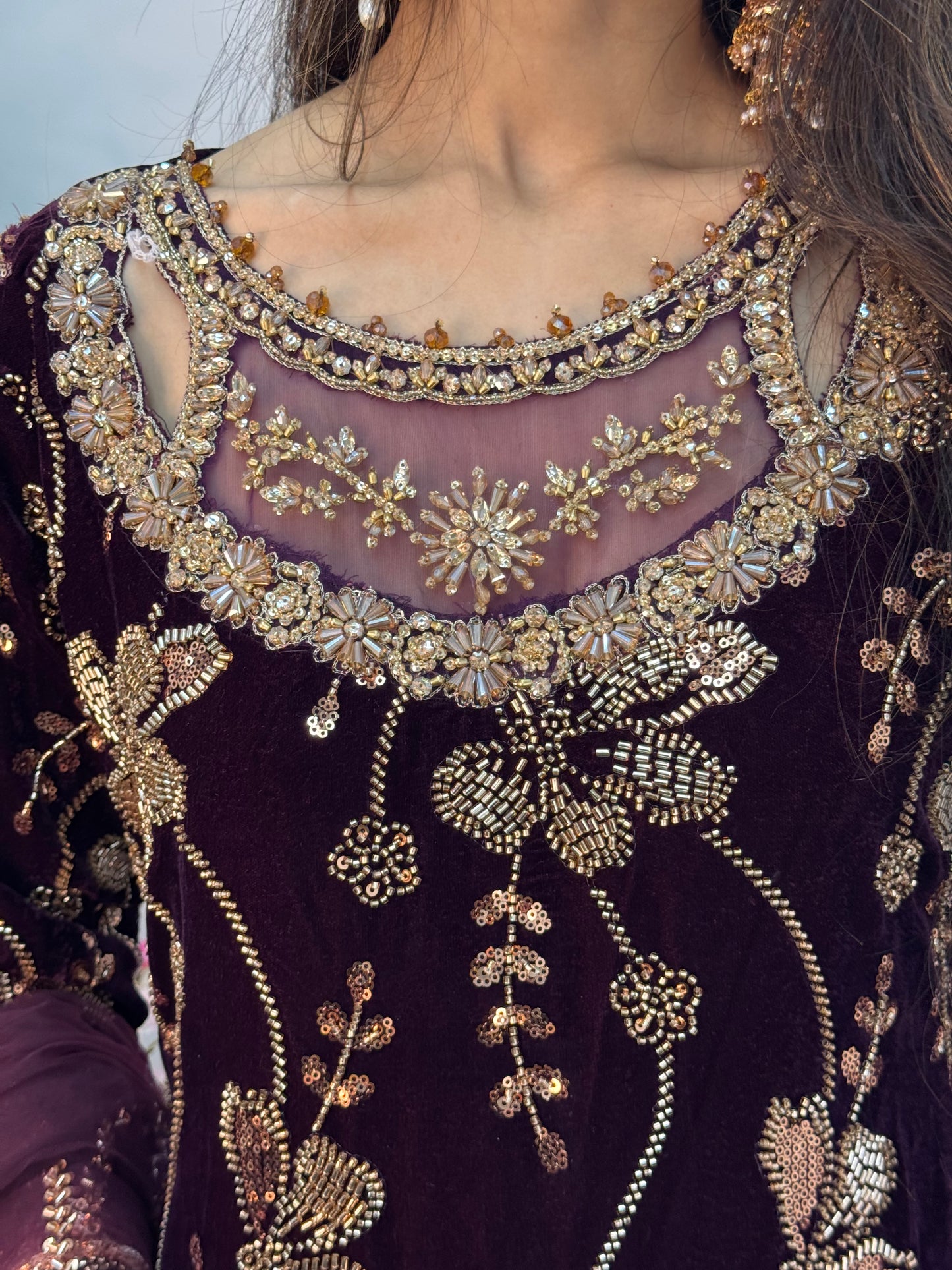 Zeba - Cutdana Velvet- Plum Purple