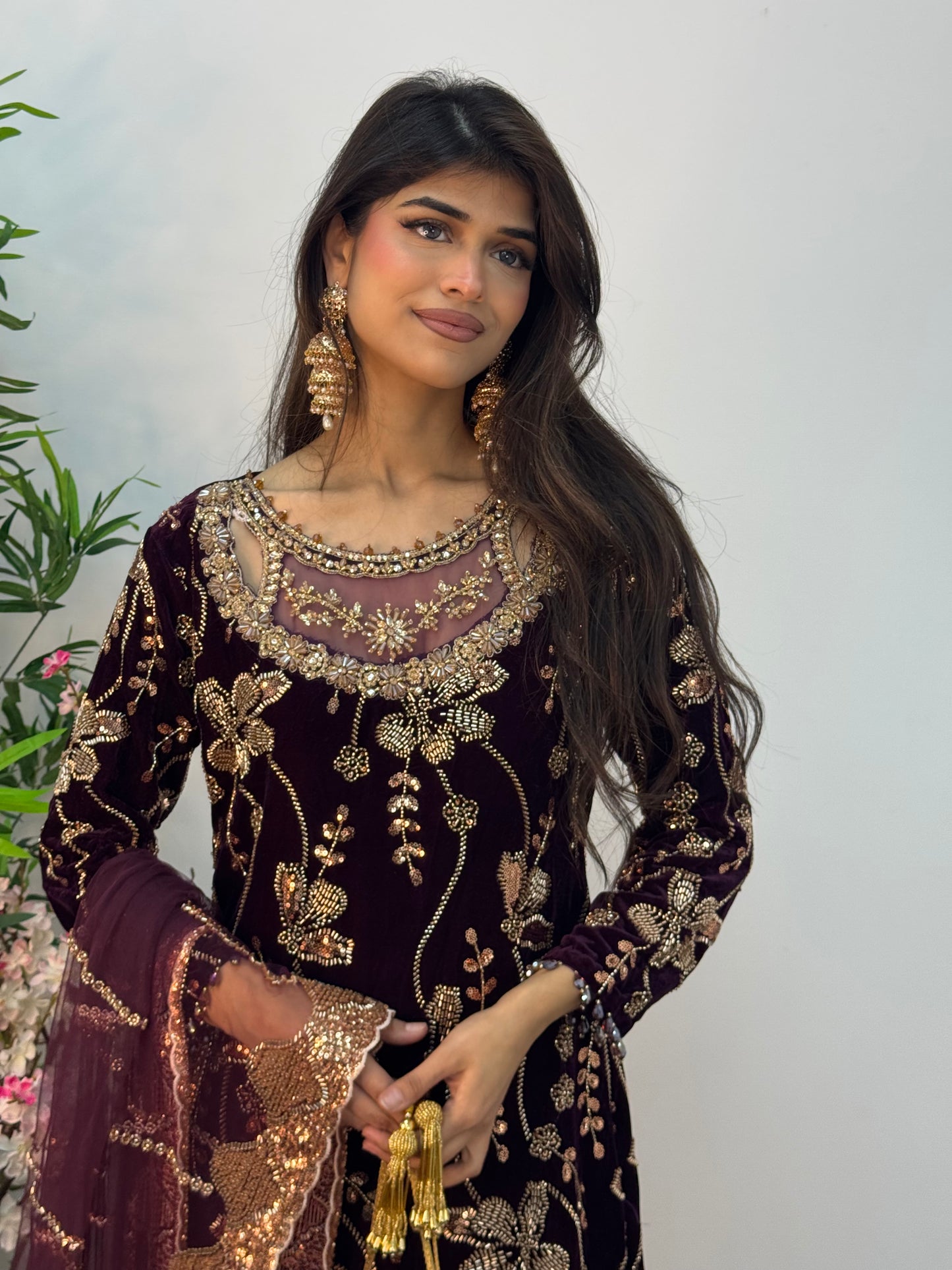 Zeba - Cutdana Velvet- Plum Purple