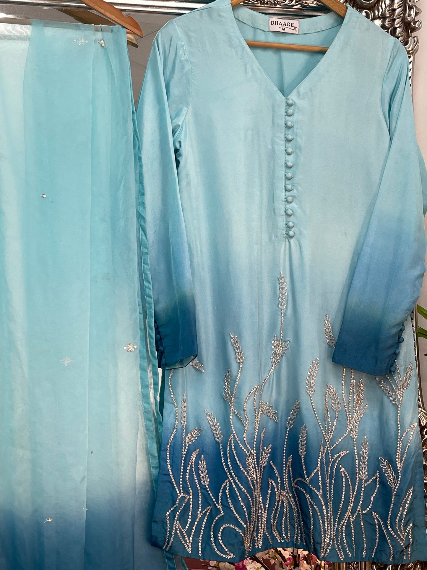 (Preorder 5 weeks ) Rabia - Farshi Shalwar - Blue