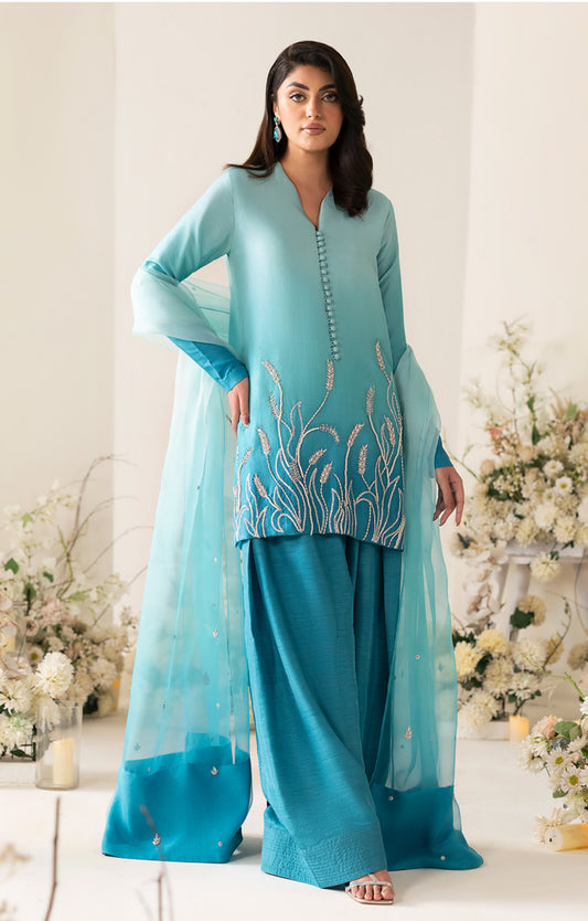 (Preorder 5 weeks ) Rabia - Farshi Shalwar - Blue