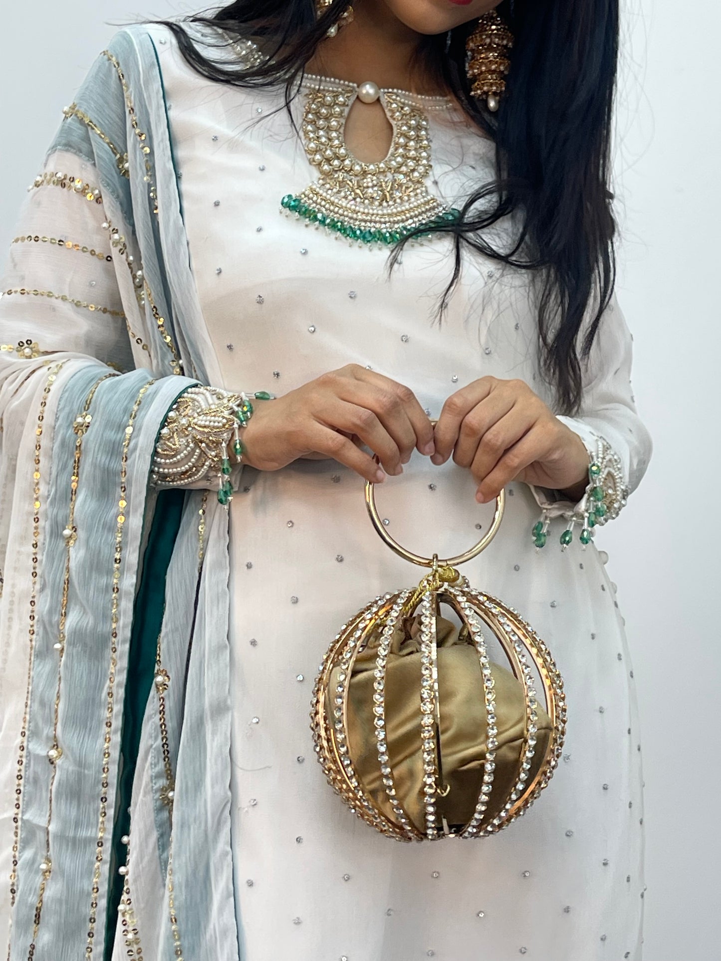 Laila - Chiffon Party Wear - Red - Green - Wedding Dress - T