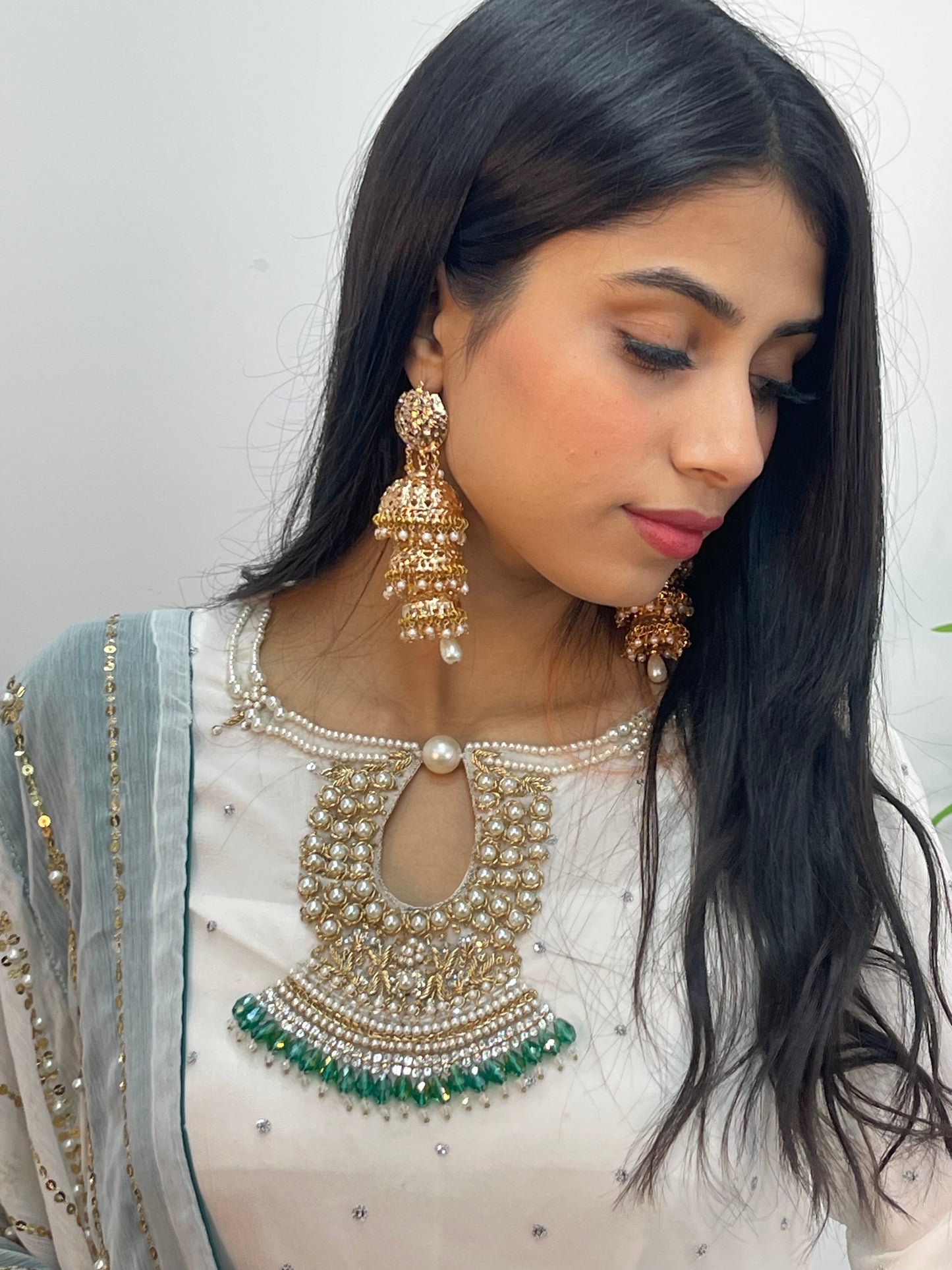 Laila - Chiffon Party Wear - Red - Green - Wedding Dress - T