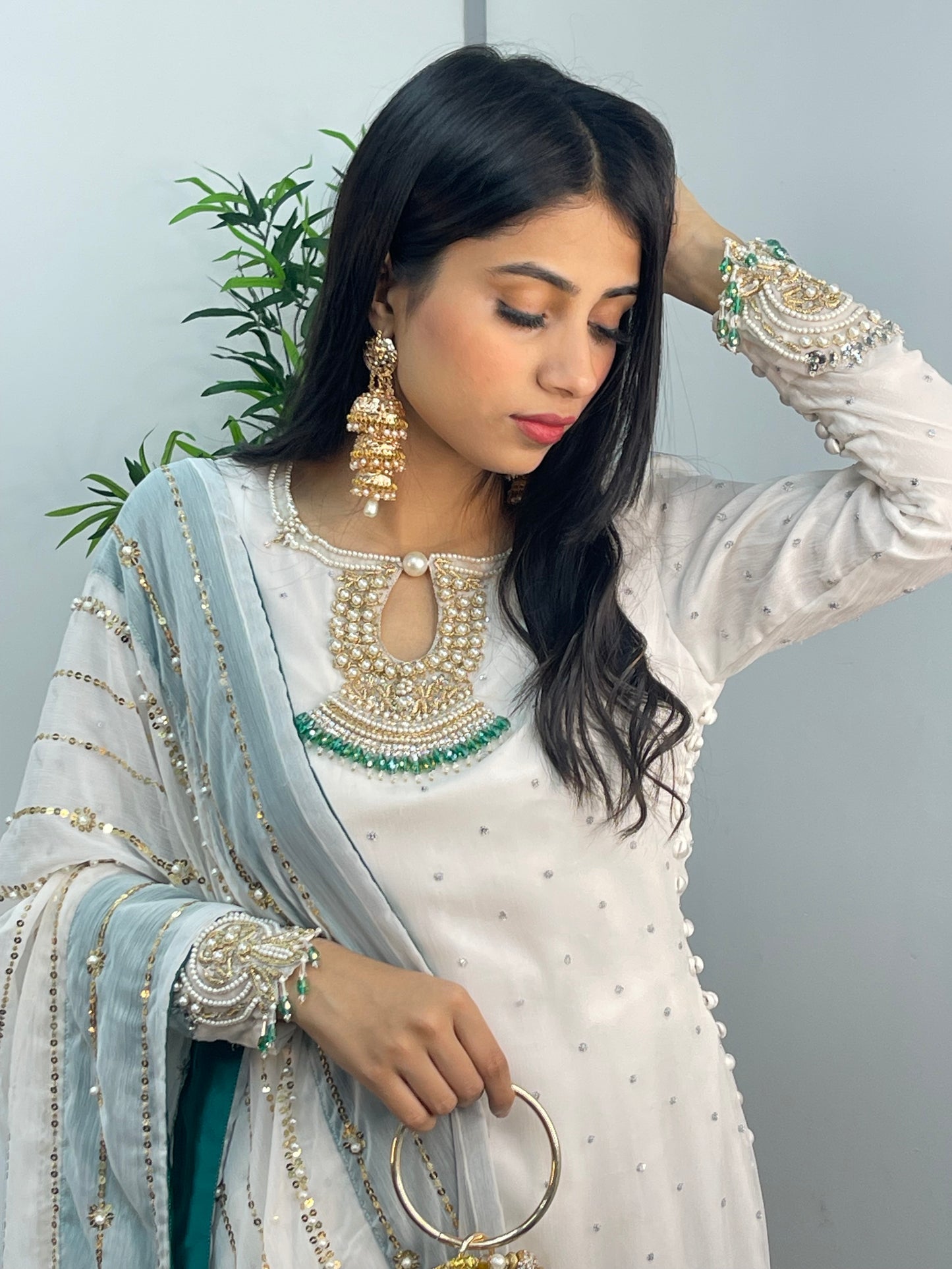 Laila - Chiffon Party Wear - Red - Green - Wedding Dress - T