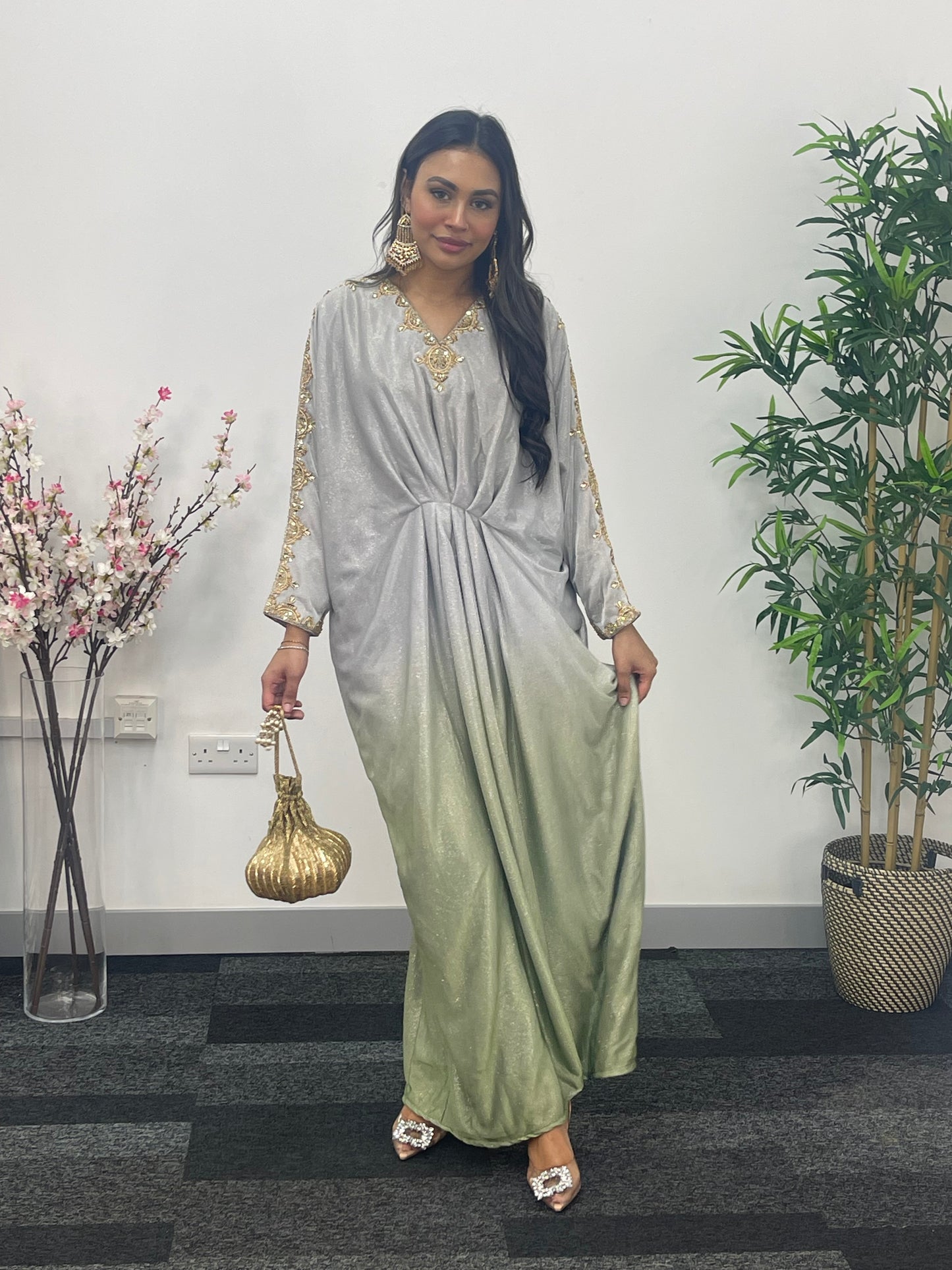 Moon Kaftaan - Ombre Party Wear Kaftan - green -