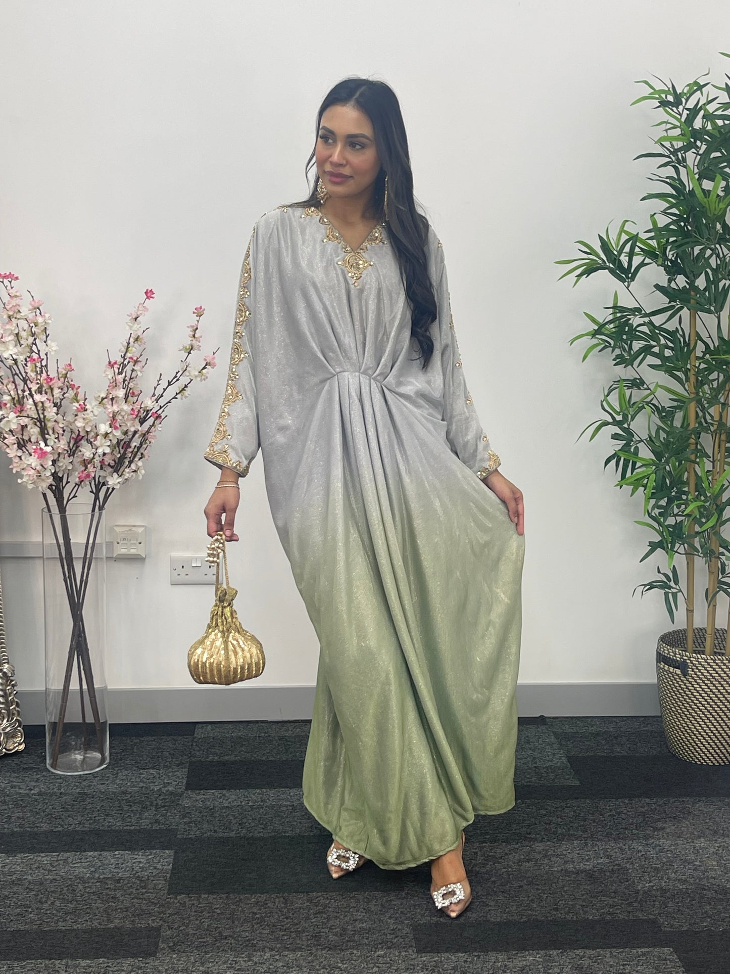 Moon Kaftaan - Ombre Party Wear Kaftan - green -