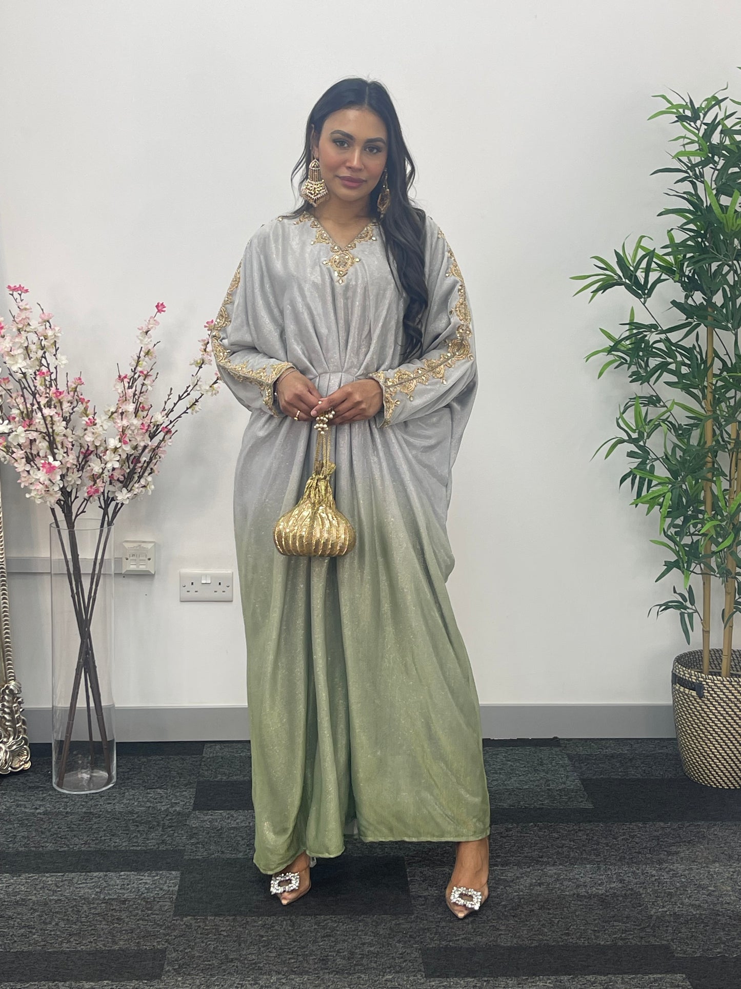 Moon Kaftaan - Ombre Party Wear Kaftan - green -