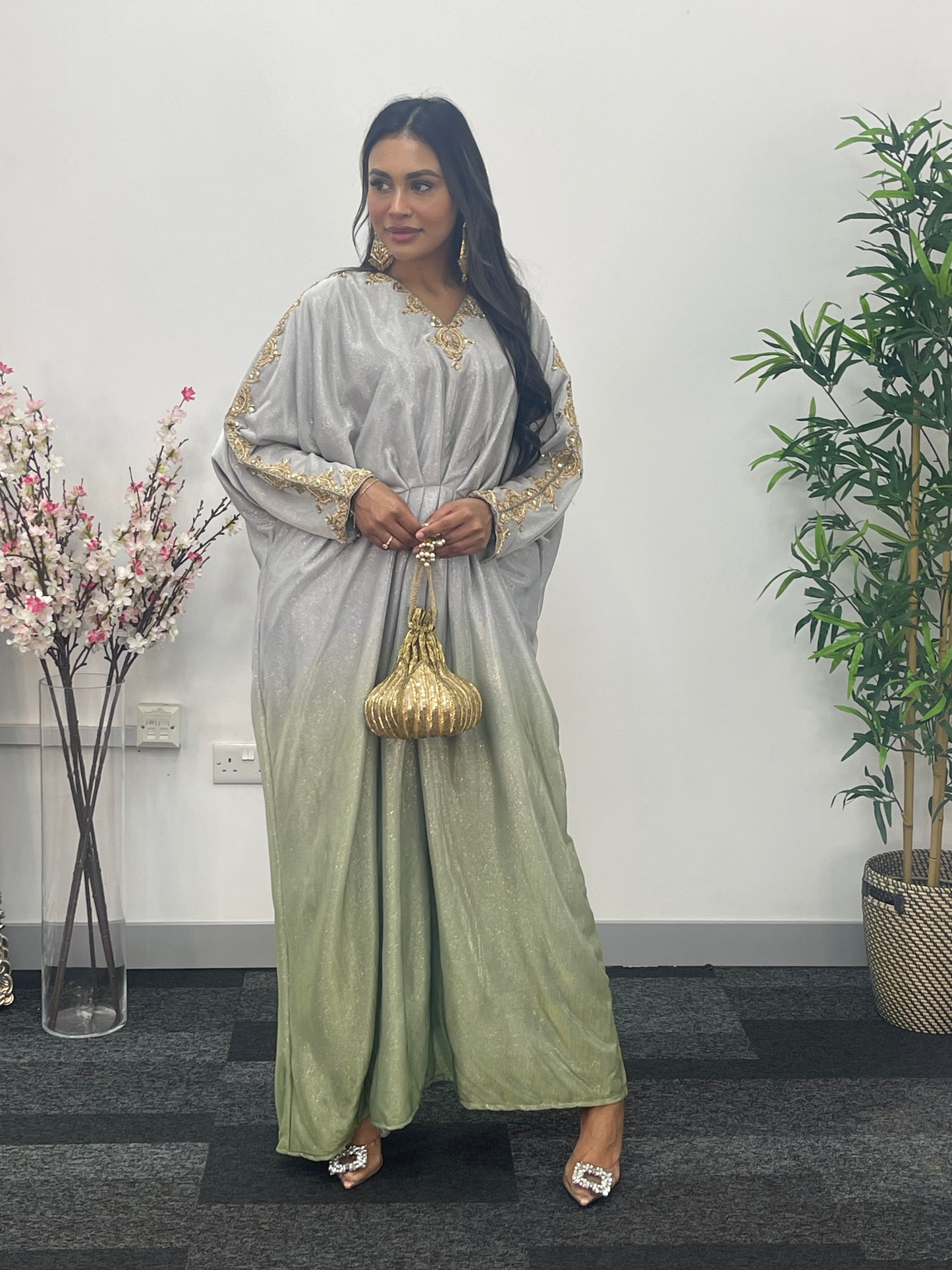 Moon Kaftaan - Ombre Party Wear Kaftan - green -