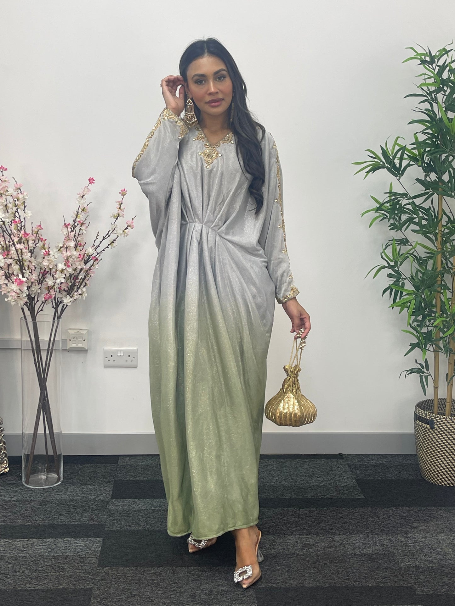 Moon Kaftaan - Ombre Party Wear Kaftan - green -