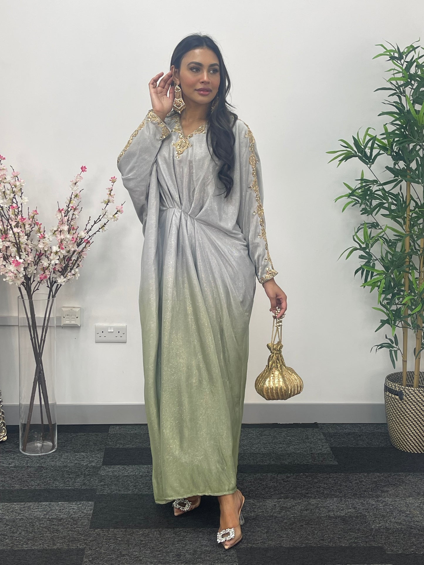 Moon Kaftaan - Ombre Party Wear Kaftan - green -