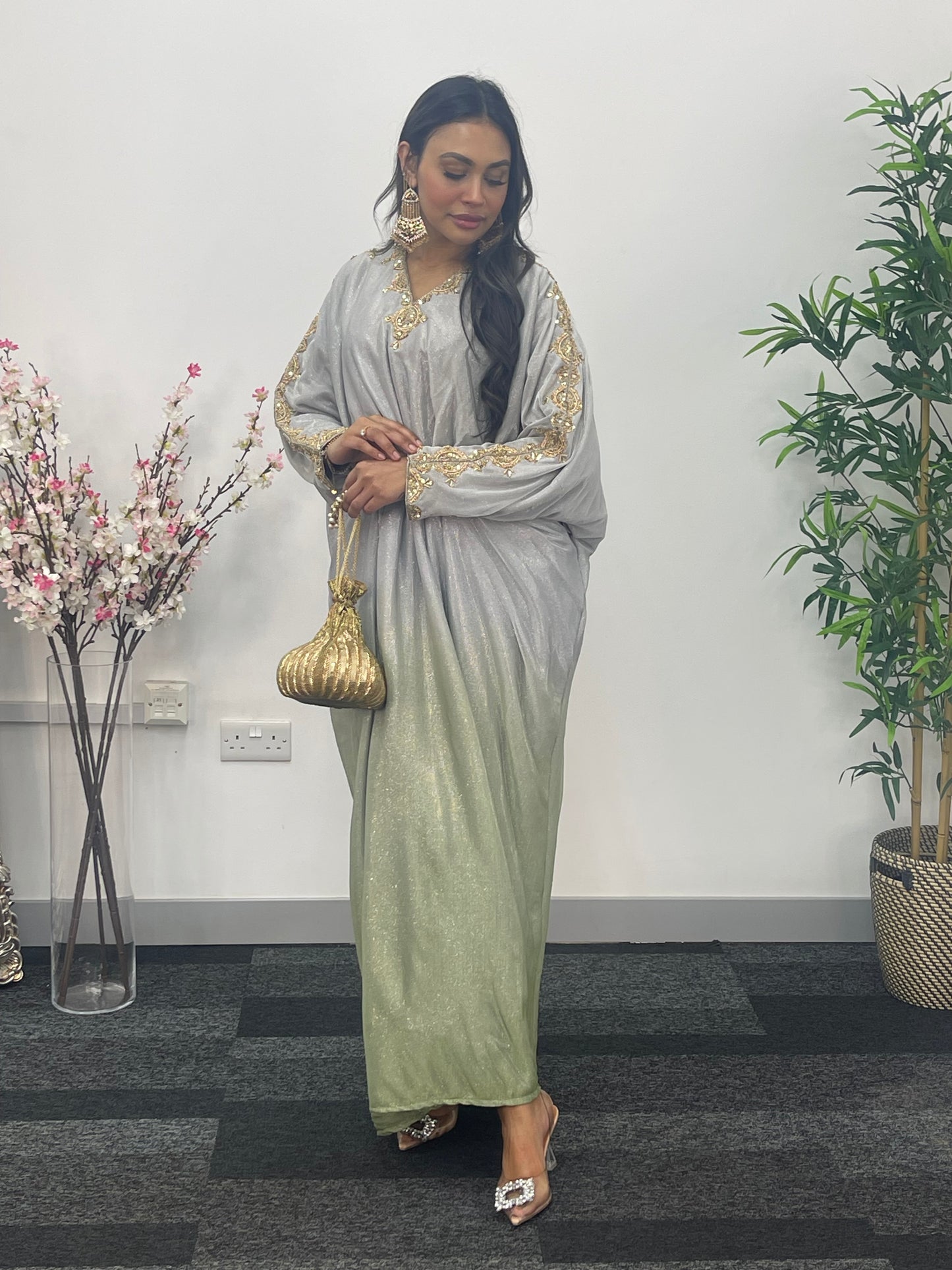 Moon Kaftaan - Ombre Party Wear Kaftan - green -