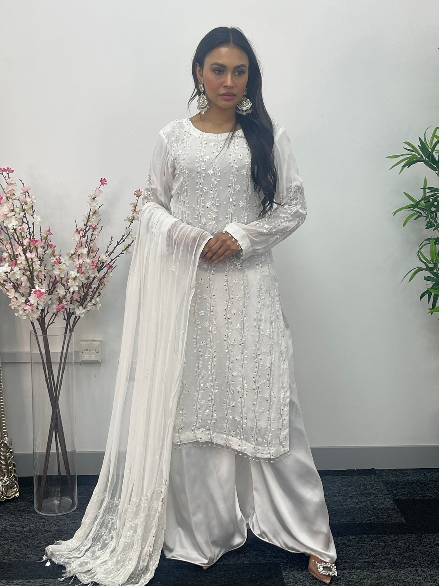White Sitari Sharara Set - Nikkah outfit - V