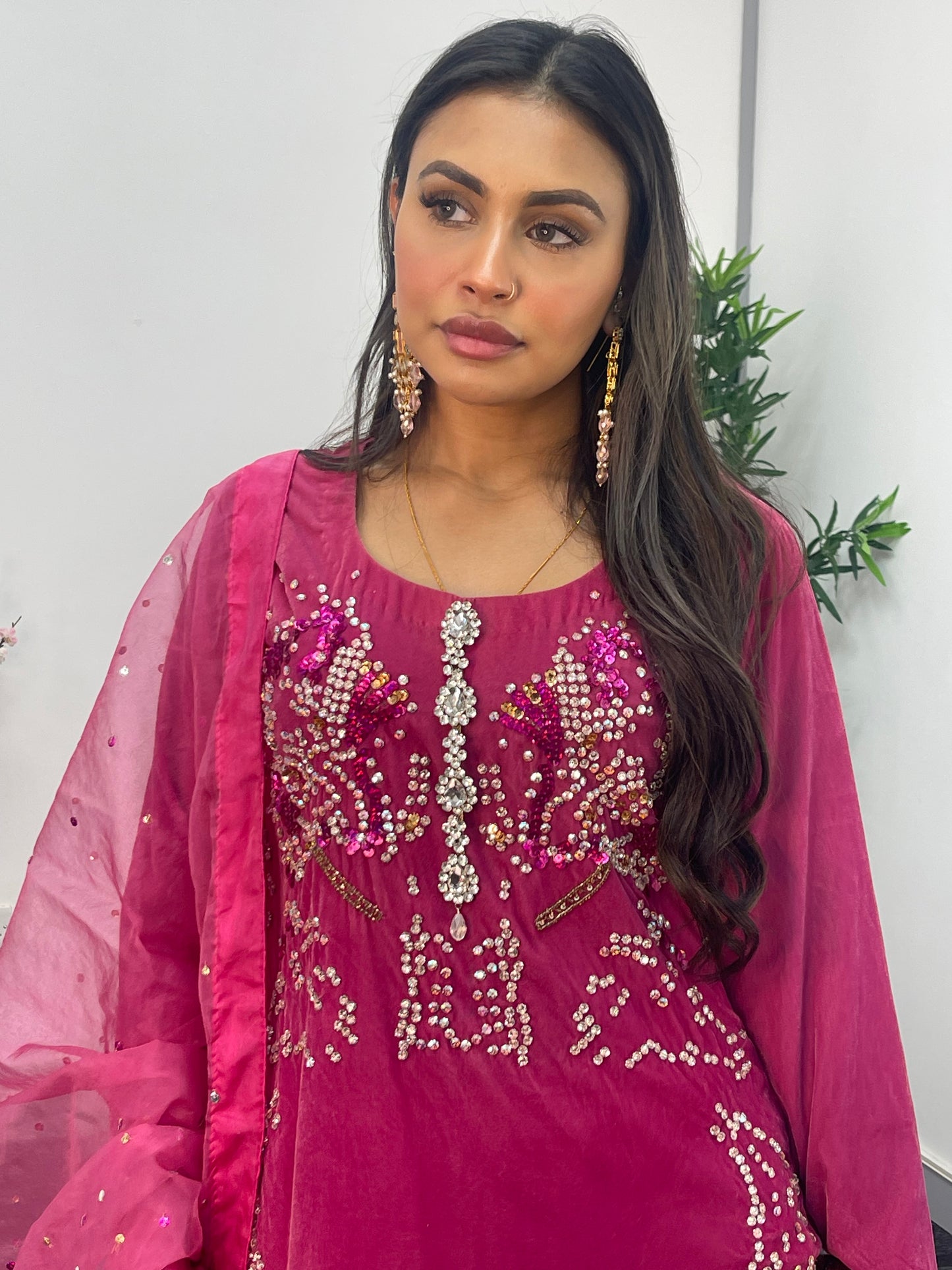 Sharbat - Hot Pink Velvet |  party dresses for women uk