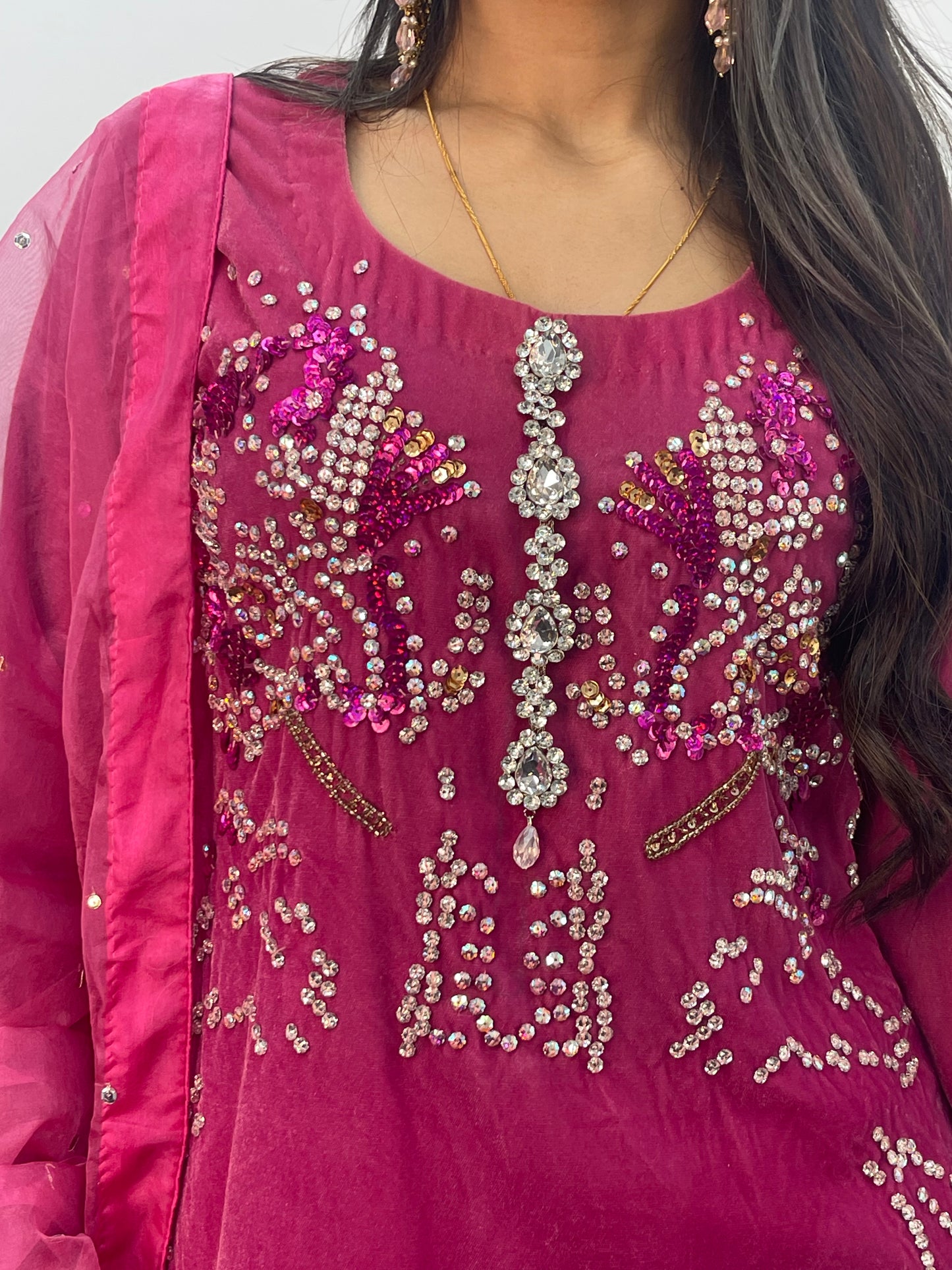 Sharbat - Hot Pink Velvet |  party dresses for women uk