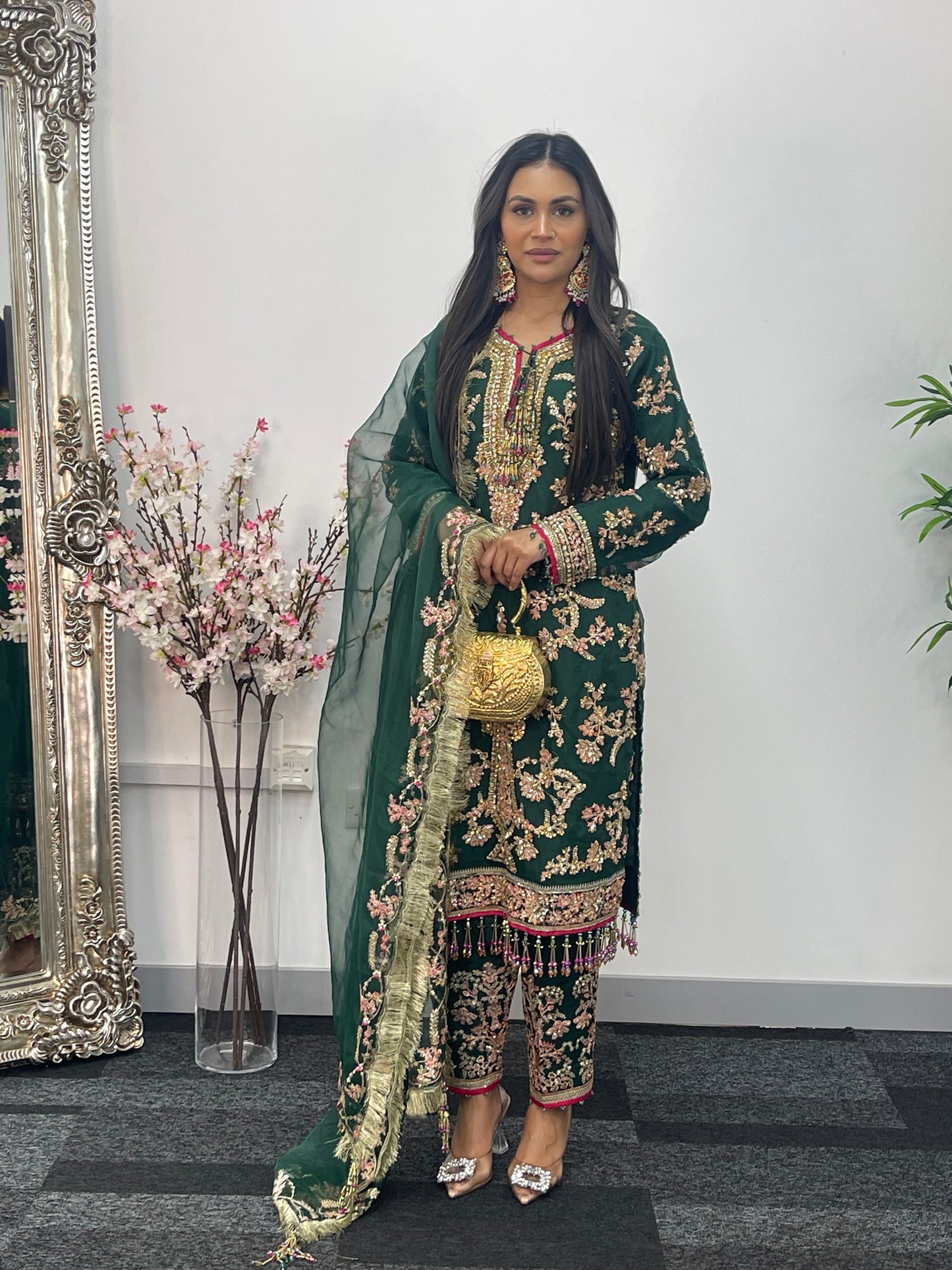 pakistani traditional dress | Rehar Nagar- Green - I