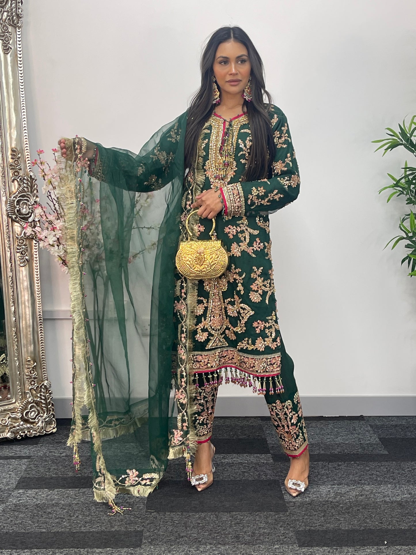 pakistani traditional dress | Rehar Nagar- Green - I