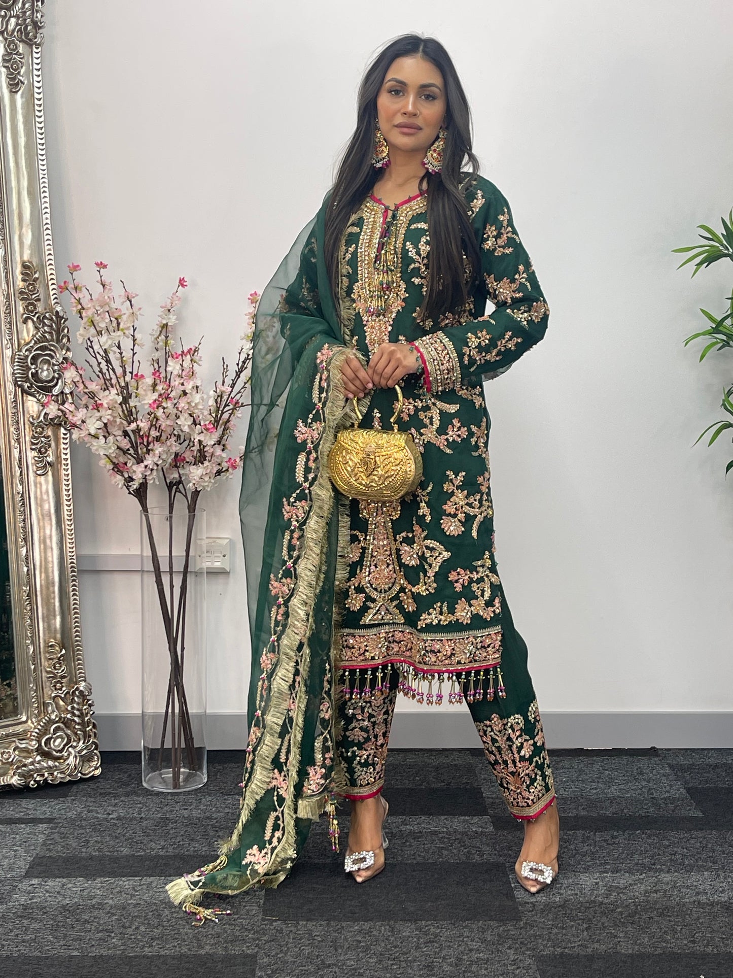 pakistani traditional dress | Rehar Nagar- Green - I