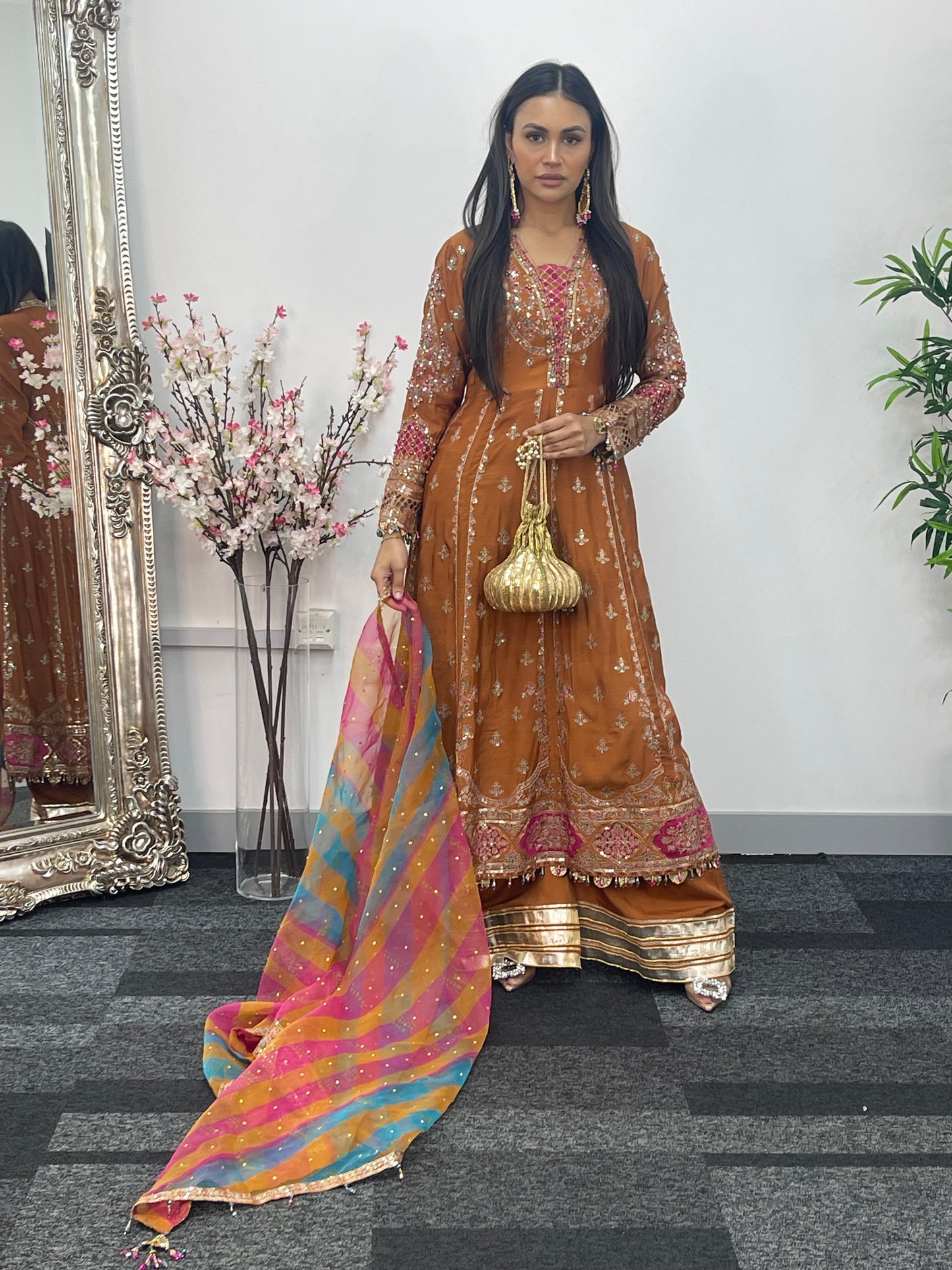 Faiza - Maria B Inspired Embroidered - Burnt Orange - K