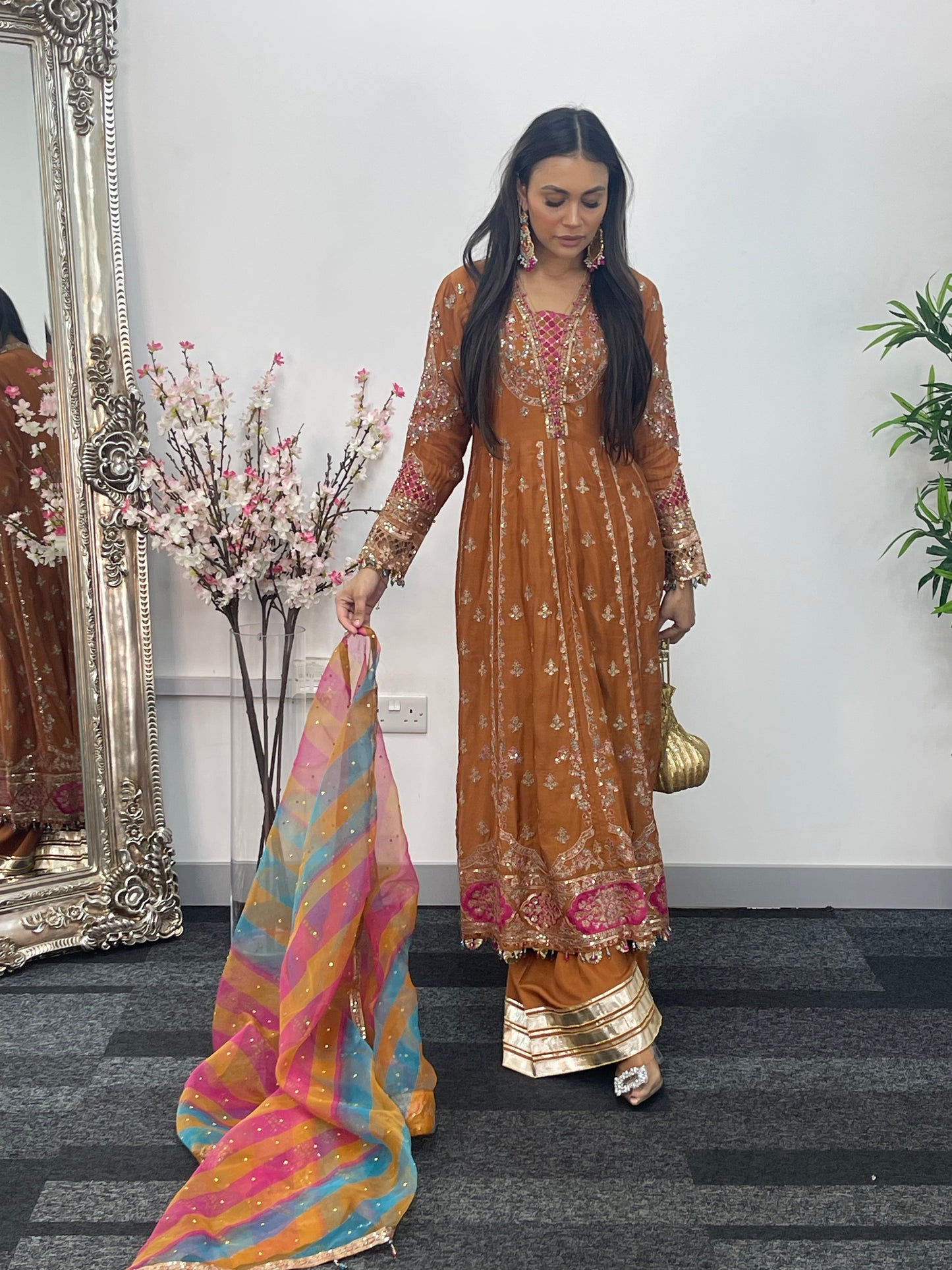 Faiza - Maria B Inspired Embroidered - Burnt Orange - K