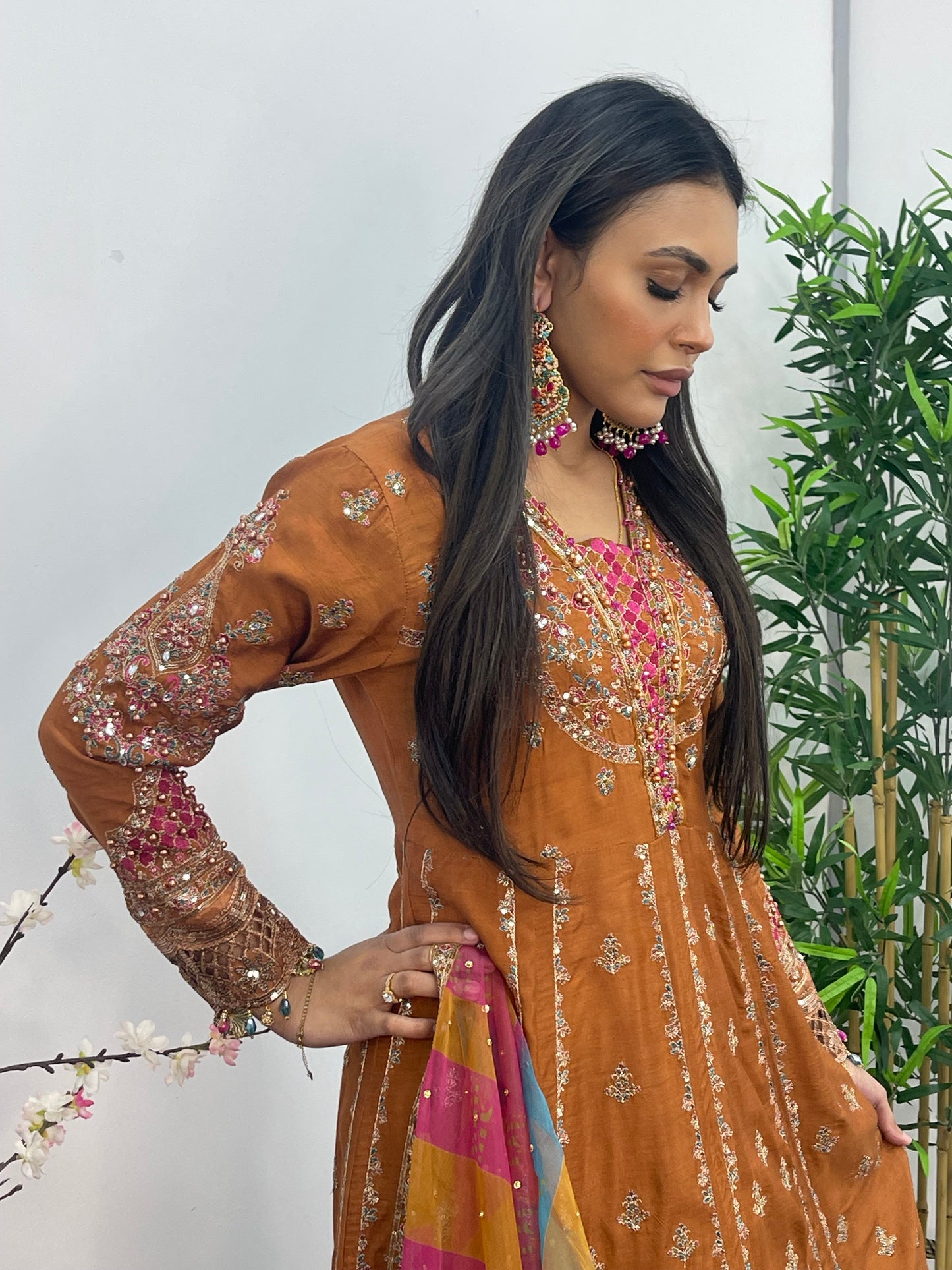 Faiza - Maria B Inspired Embroidered - Burnt Orange - K