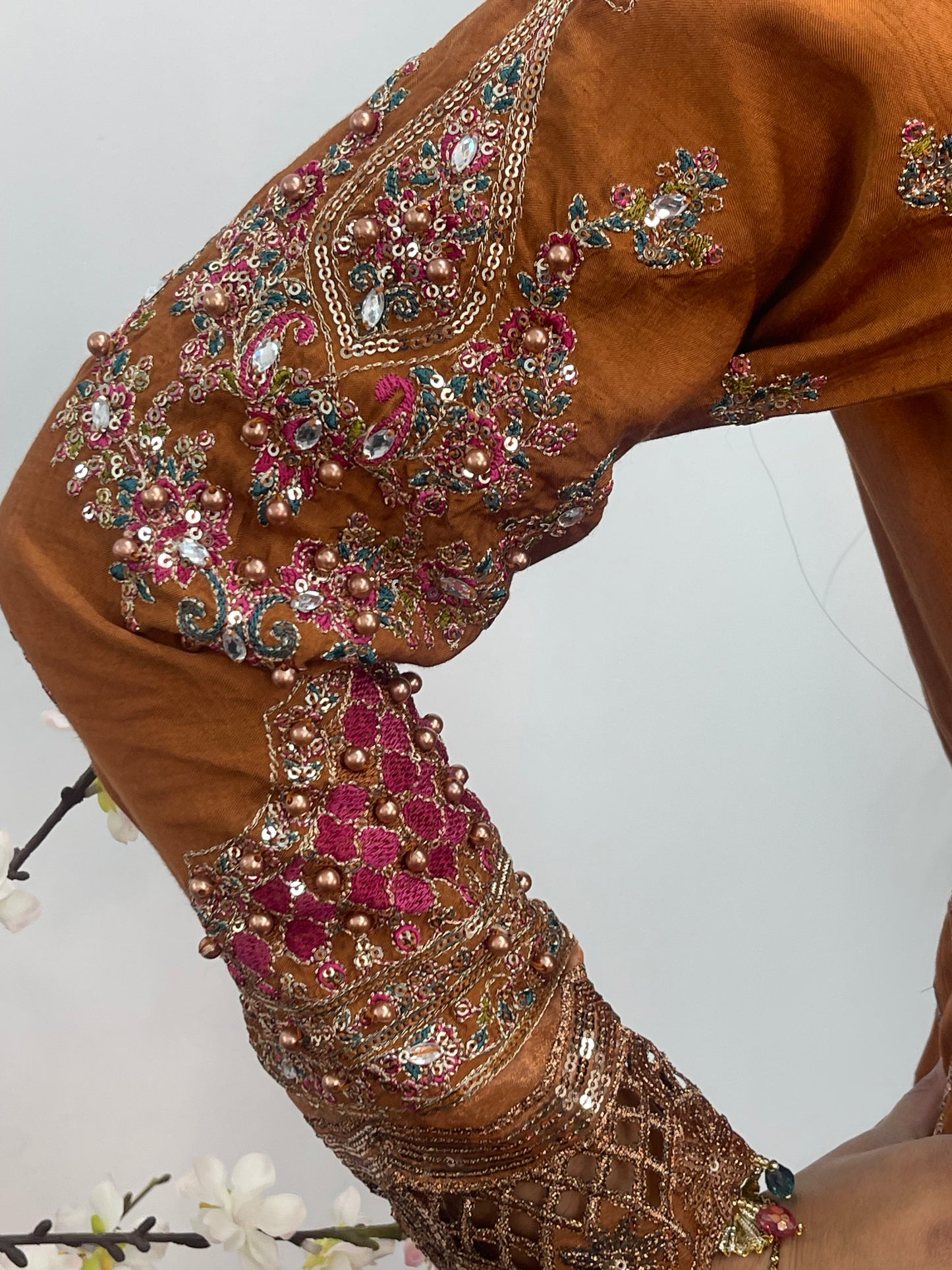 Faiza - Maria B Inspired Embroidered - Burnt Orange - K