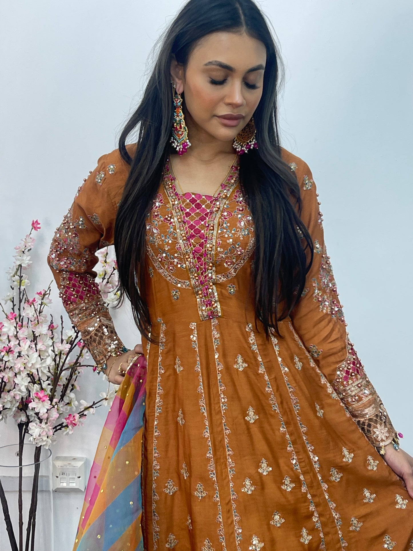 Faiza - Maria B Inspired Embroidered - Burnt Orange - K