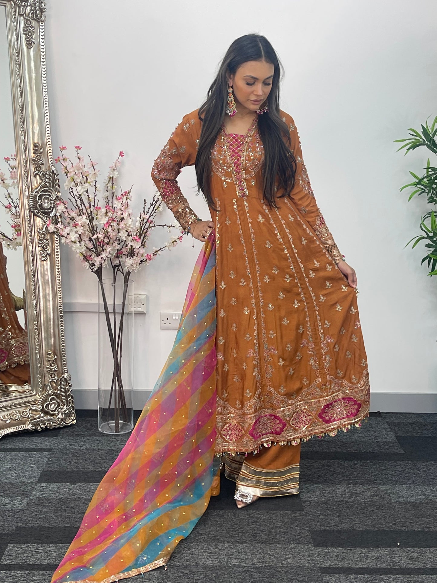 Faiza - Maria B Inspired Embroidered - Burnt Orange - K