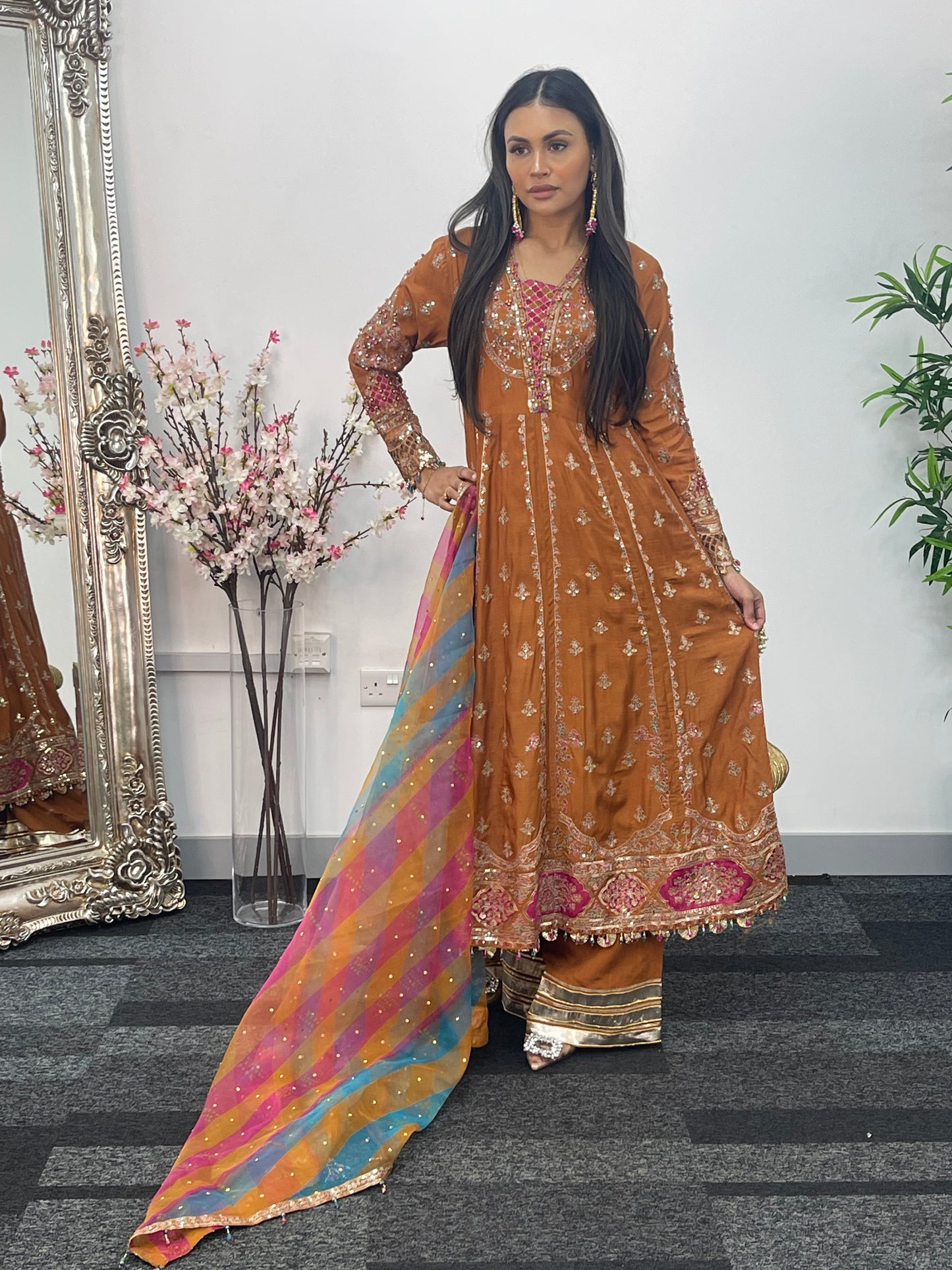 Faiza - Maria B Inspired Embroidered - Burnt Orange - K