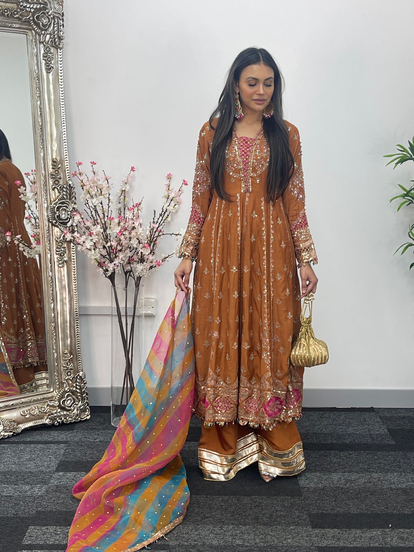 Faiza - Maria B Inspired Embroidered - Burnt Orange - K