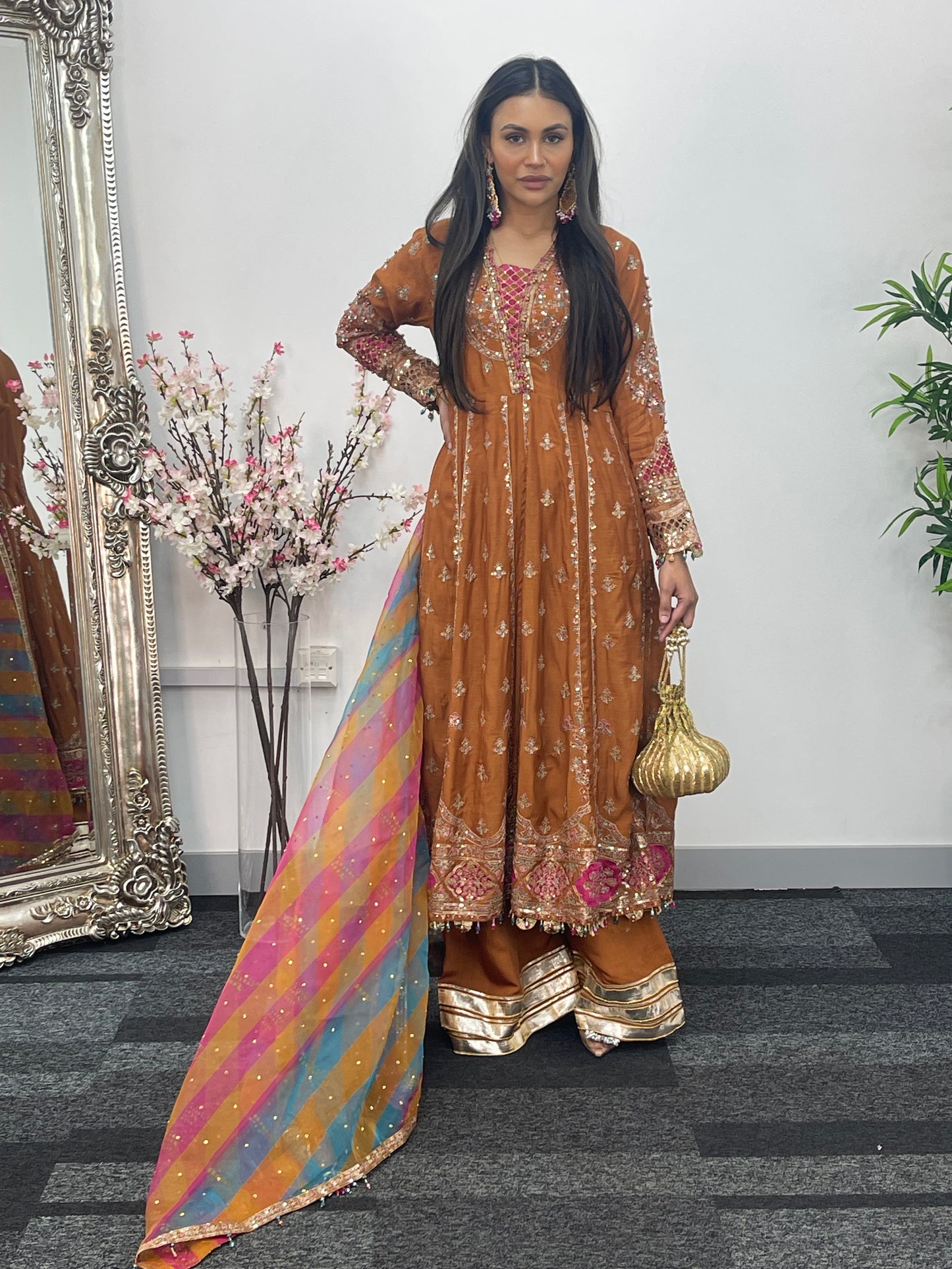 Faiza - Maria B Inspired Embroidered - Burnt Orange - K