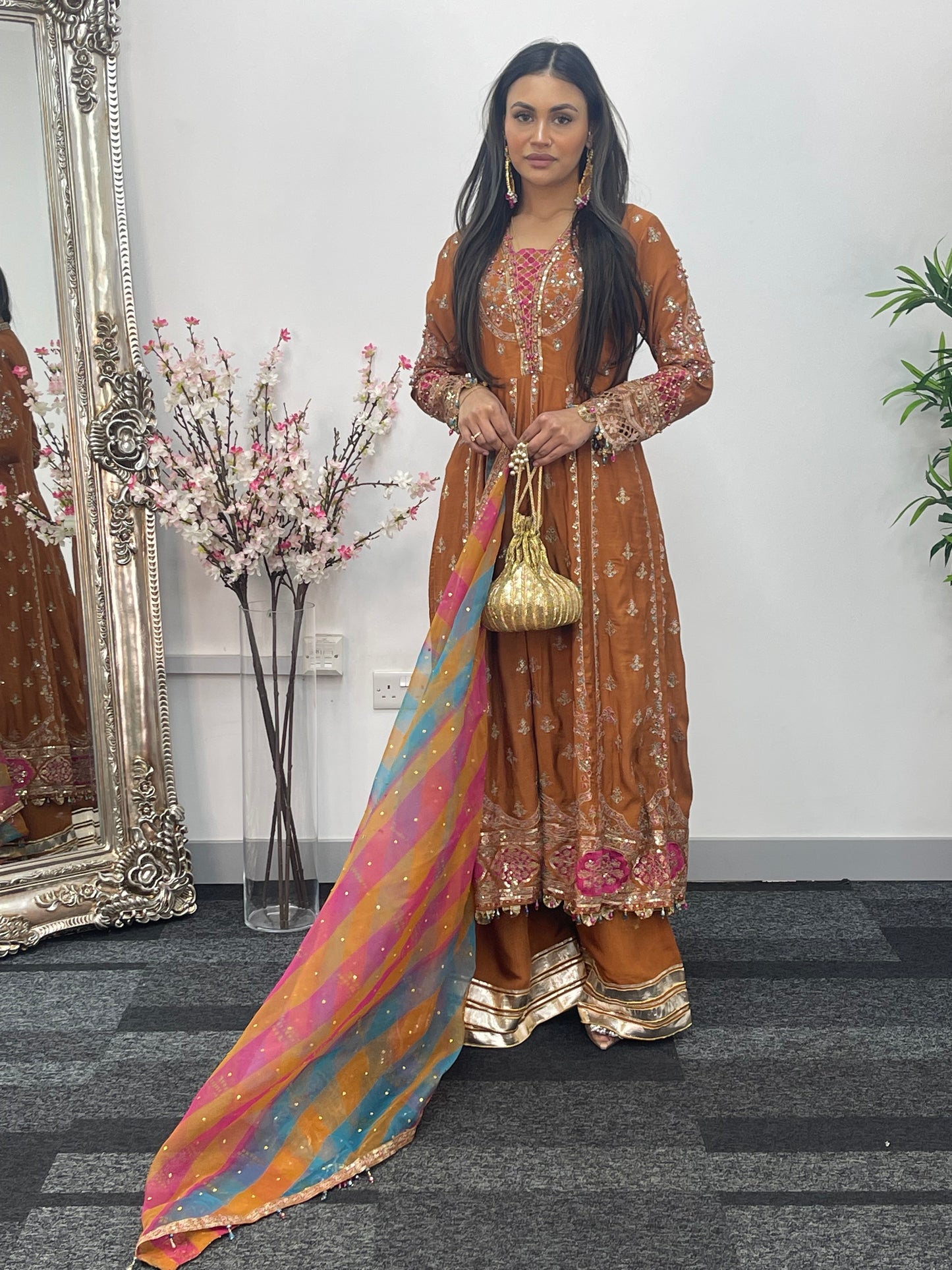 Faiza - Maria B Inspired Embroidered - Burnt Orange - K