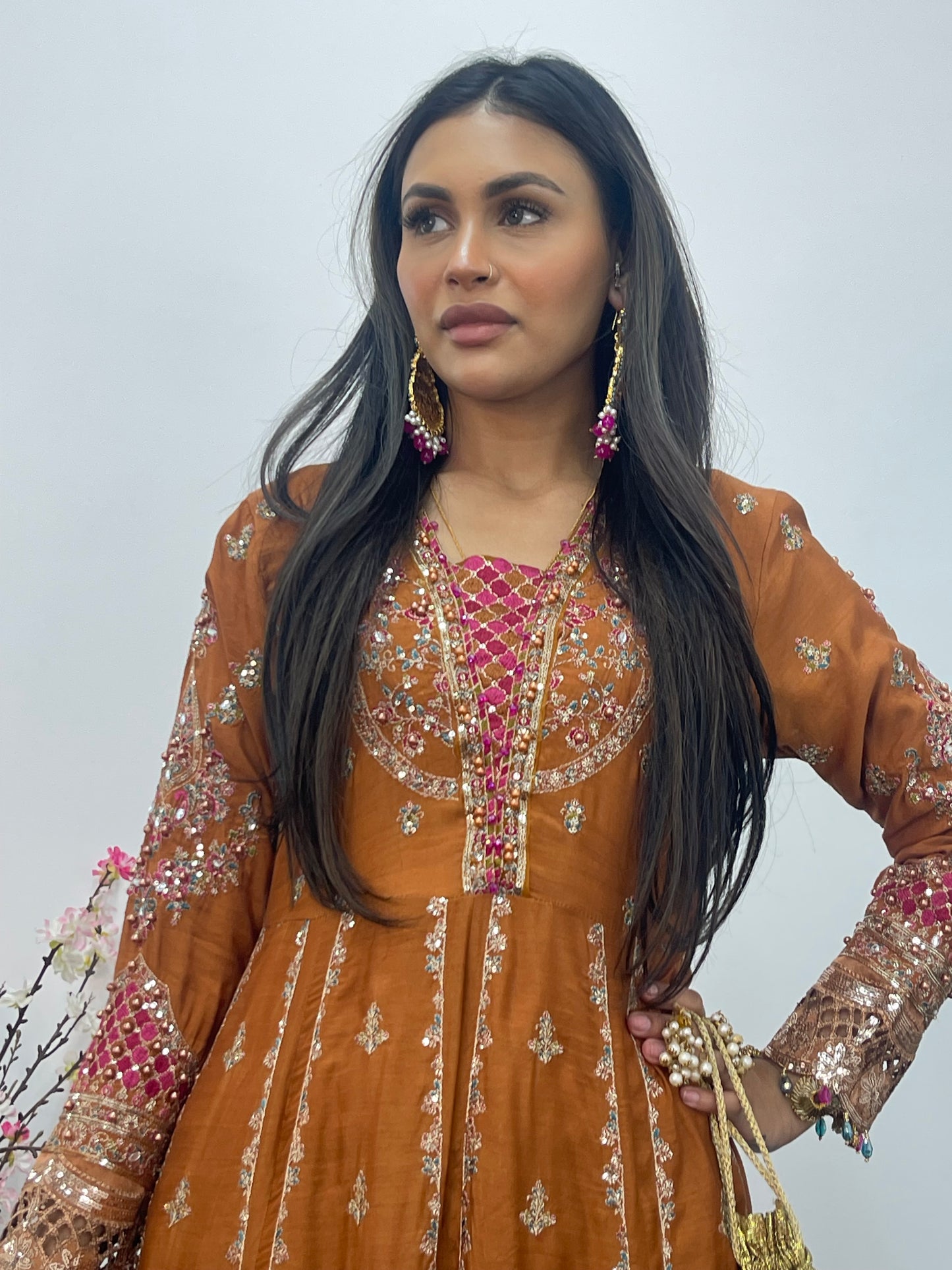 Faiza - Maria B Inspired Embroidered - Burnt Orange - K
