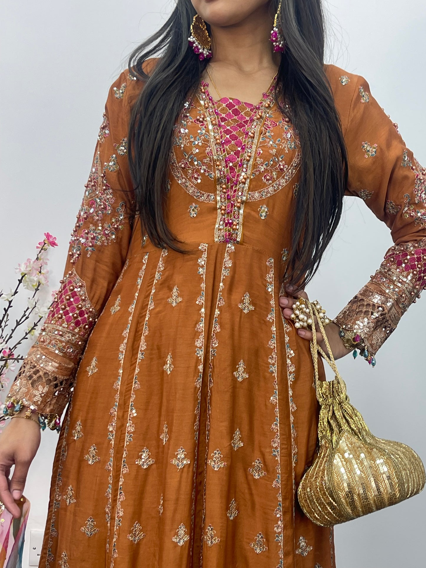 Faiza - Maria B Inspired Embroidered - Burnt Orange - K