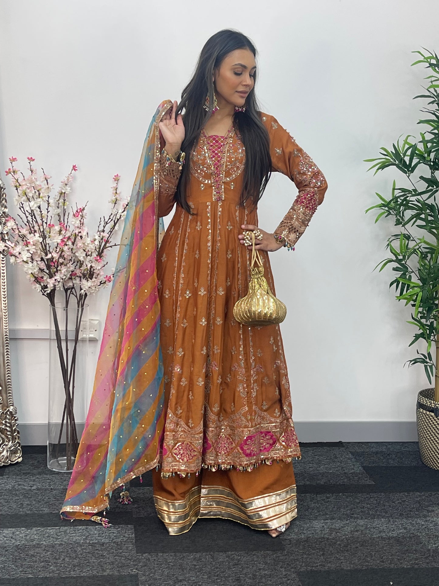 Faiza - Maria B Inspired Embroidered - Burnt Orange - K