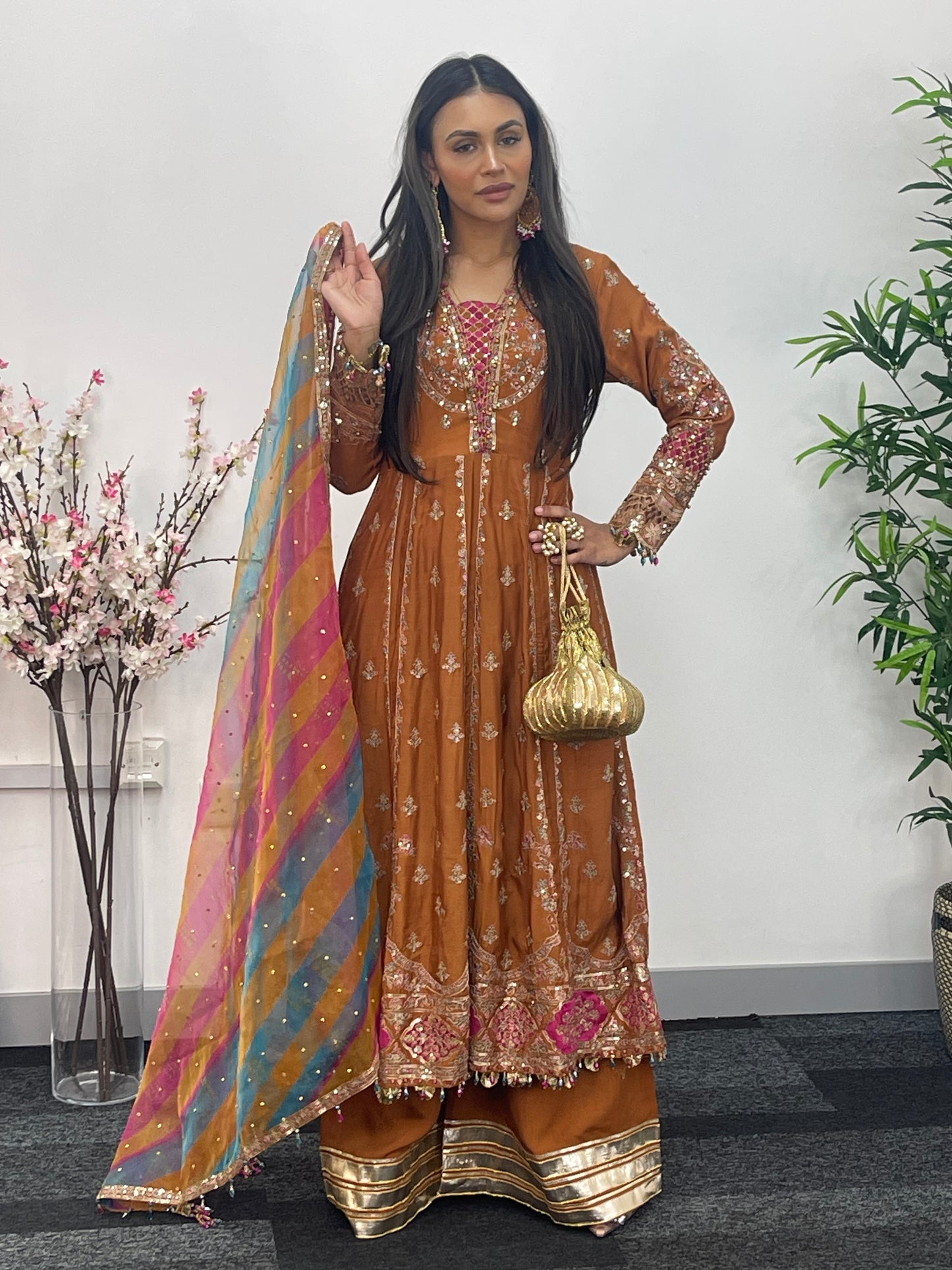 Faiza - Maria B Inspired Embroidered - Burnt Orange - K