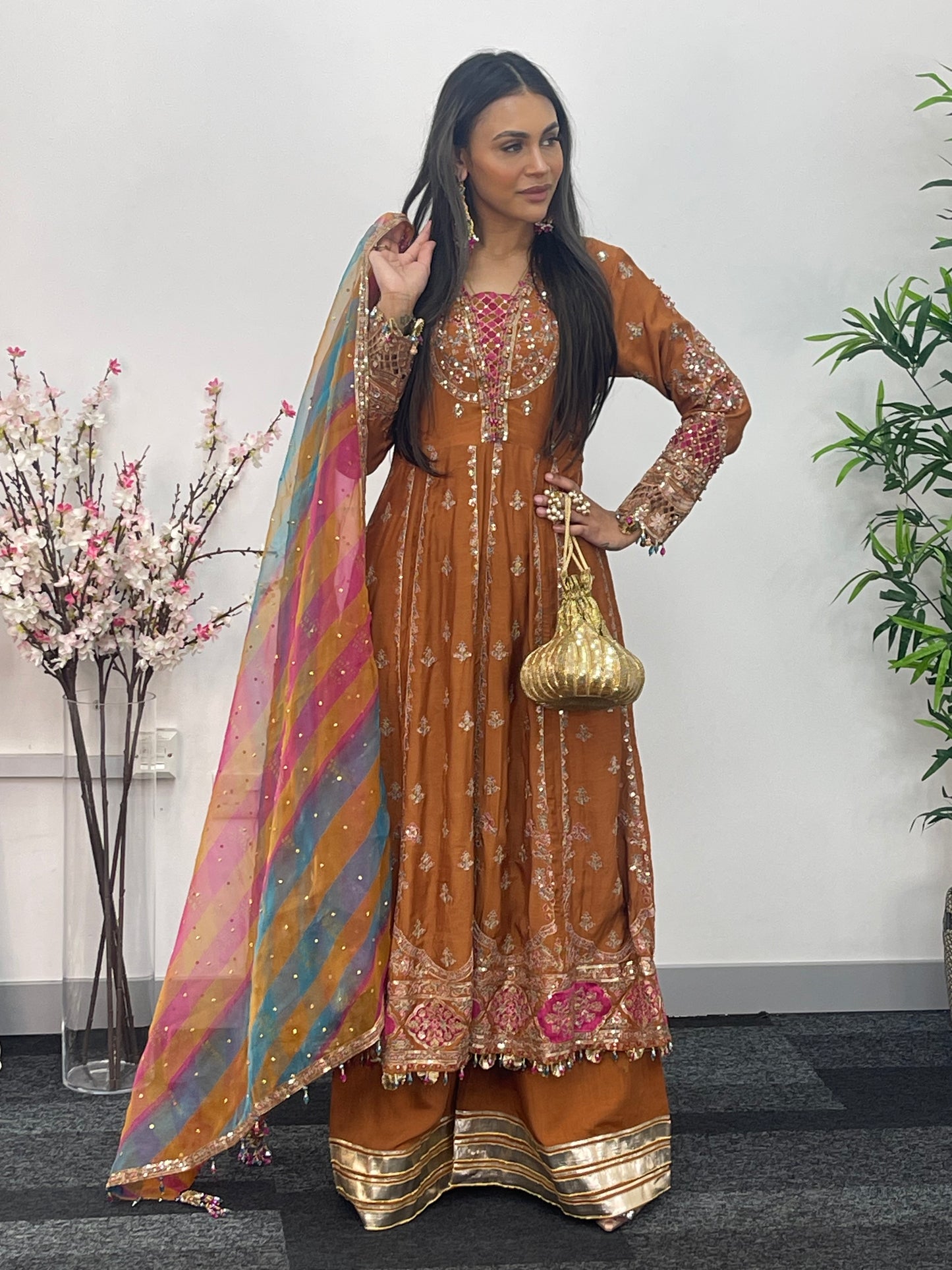 Faiza - Maria B Inspired Embroidered - Burnt Orange - K