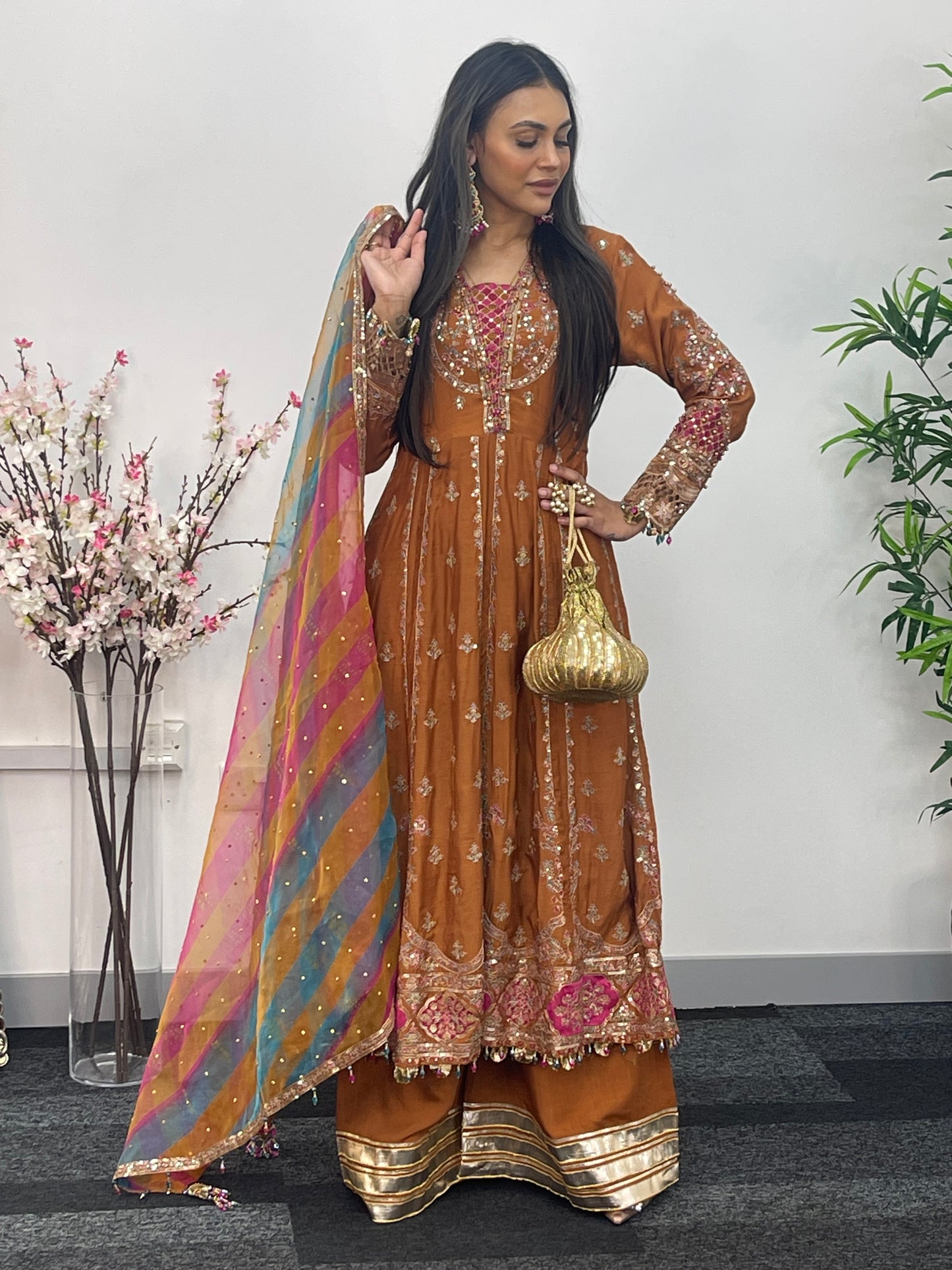 Faiza - Maria B Inspired Embroidered - Burnt Orange - K
