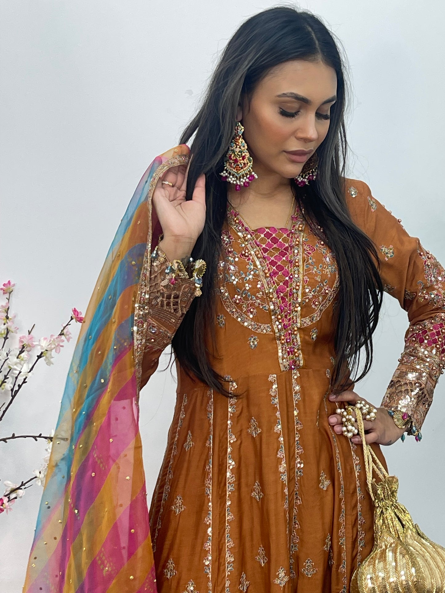 Faiza - Maria B Inspired Embroidered - Burnt Orange - K