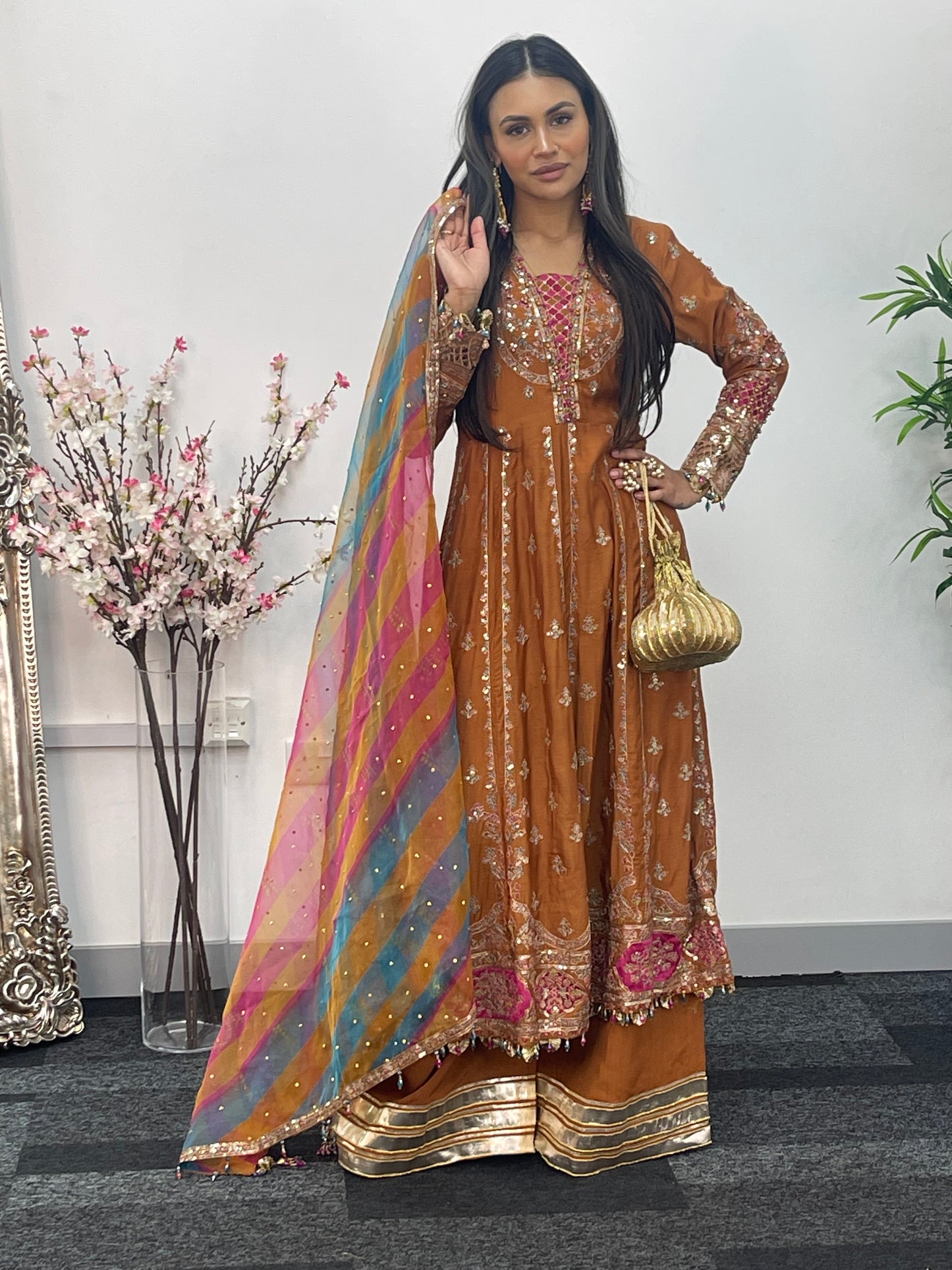 Faiza - Maria B Inspired Embroidered - Burnt Orange - K