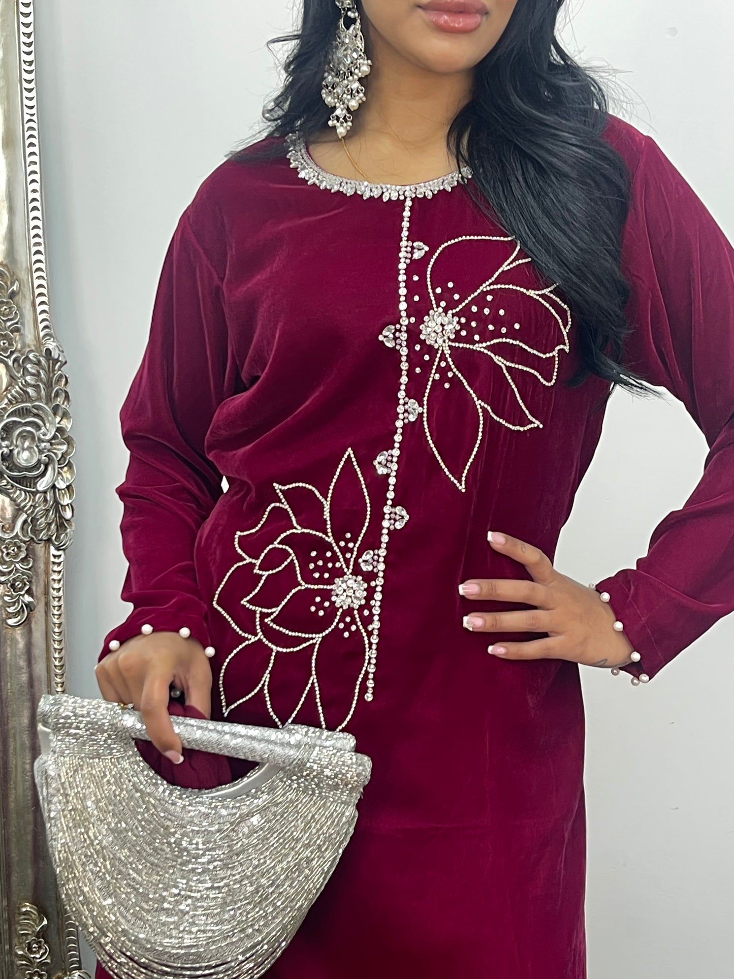 Lulu Pink | Hot Magenta Velvet | party wear dresses uk