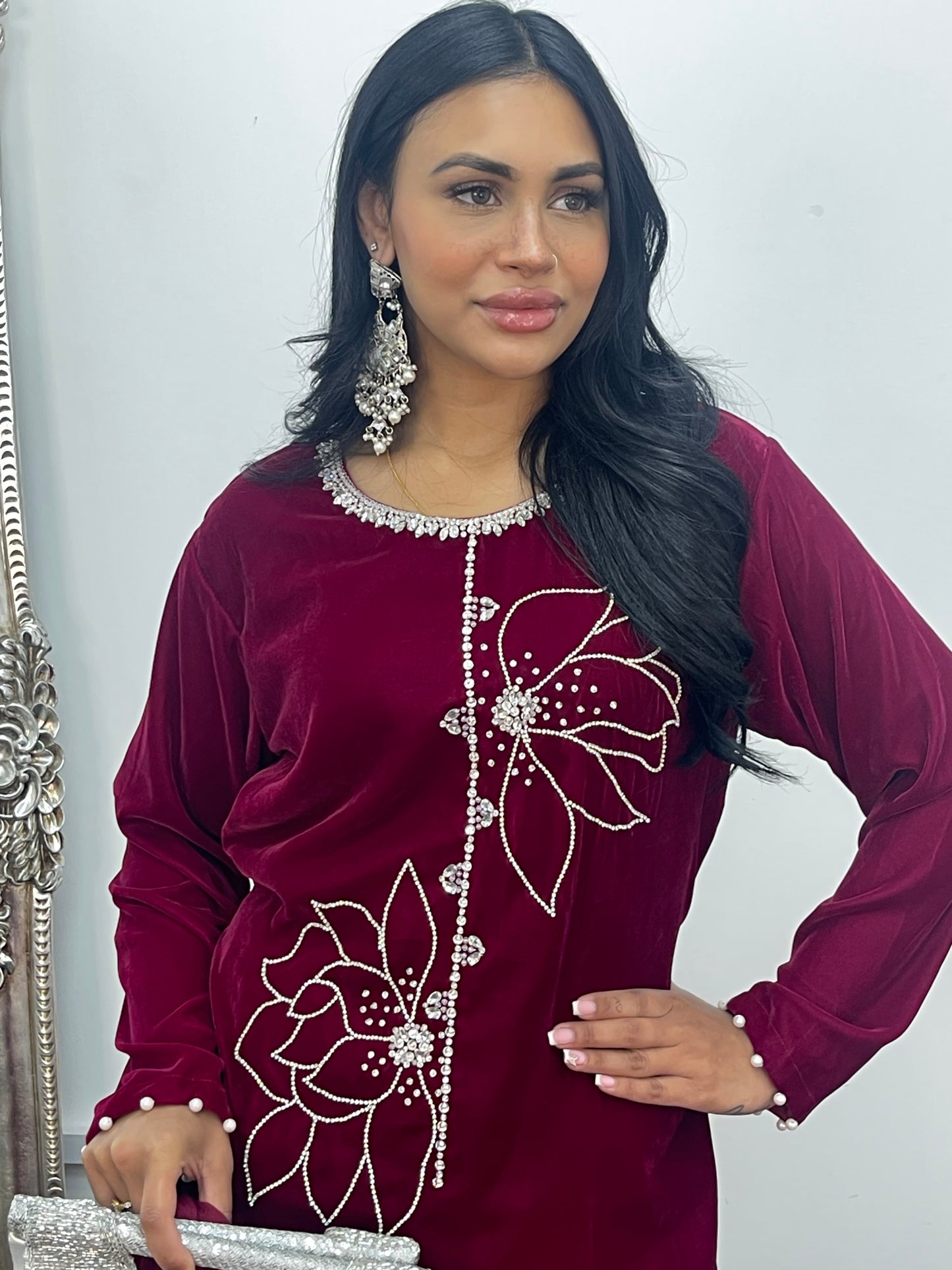 Lulu Pink | Hot Magenta Velvet | party wear dresses uk