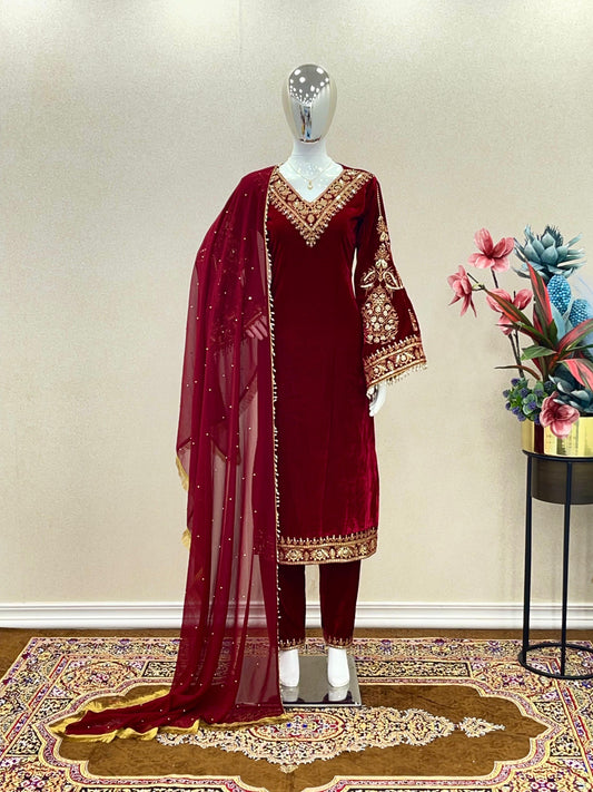 Jalwa - Velvet - maroon
