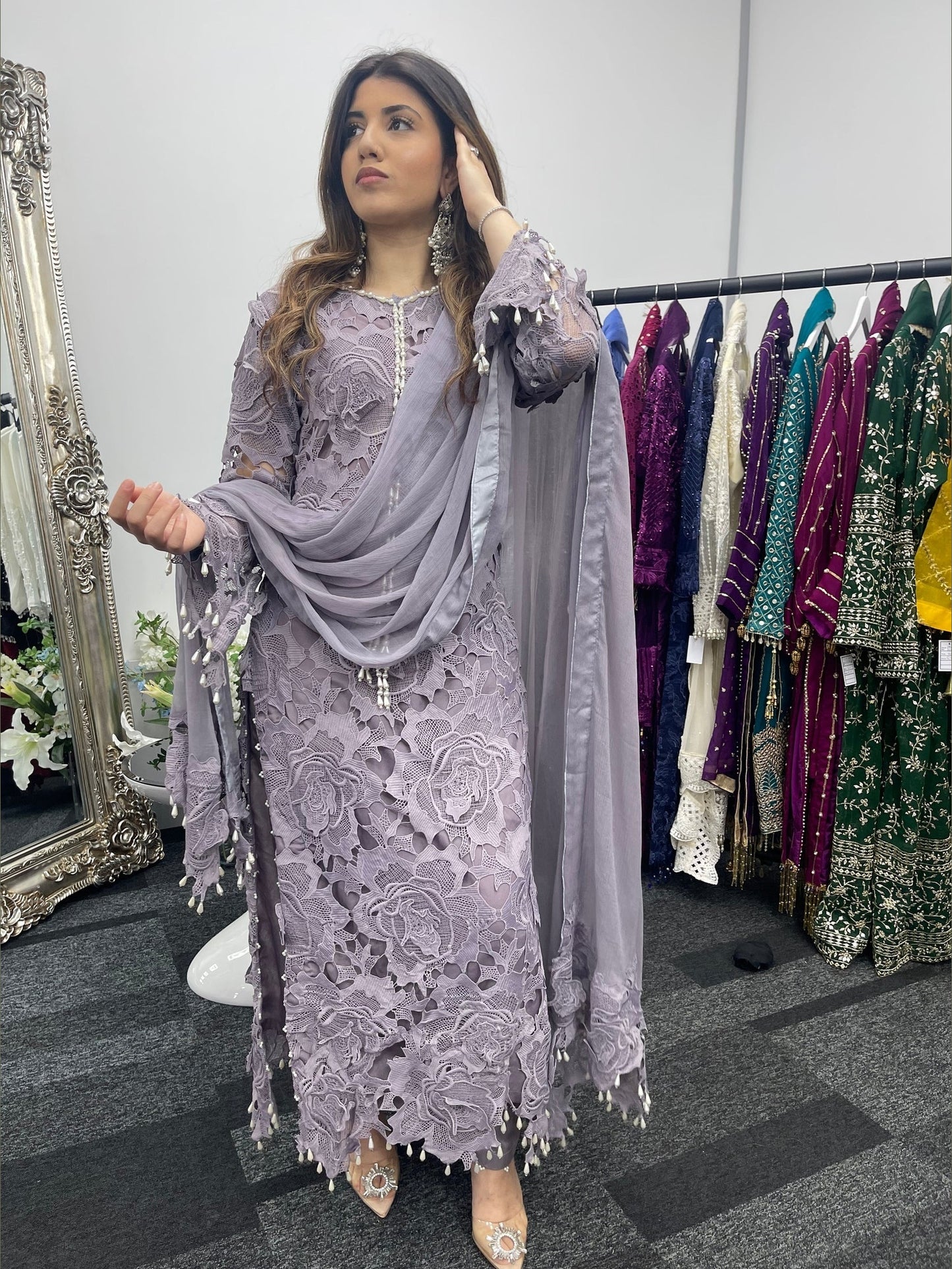 (Preorder 4 weeks) Lilac Cut - Lacy Crochet- - Dia -Diya - - Lavender Purple -