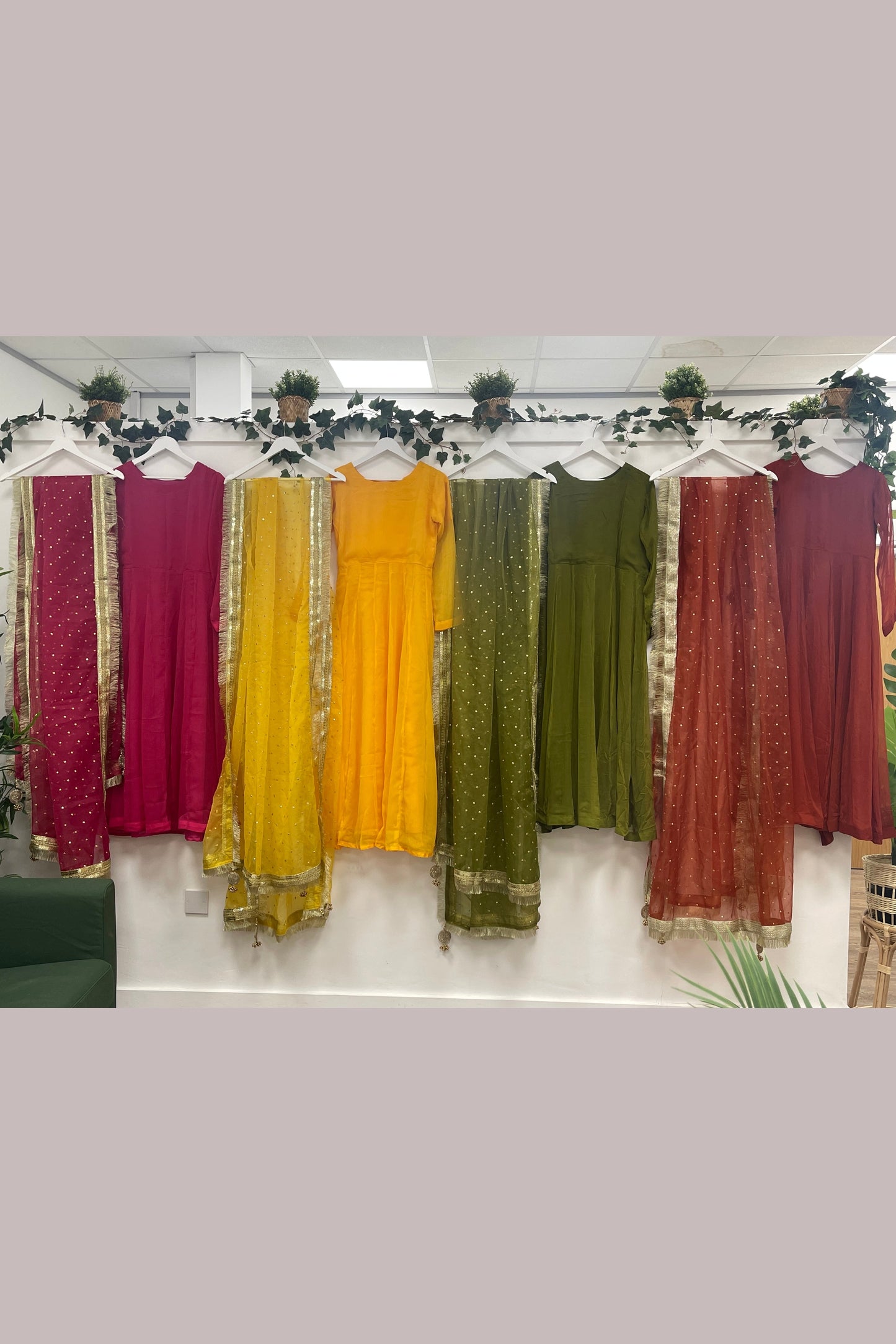 Chulbul - Mehndi Dress - Pink - Yellow- Green - Orange - Anarkali