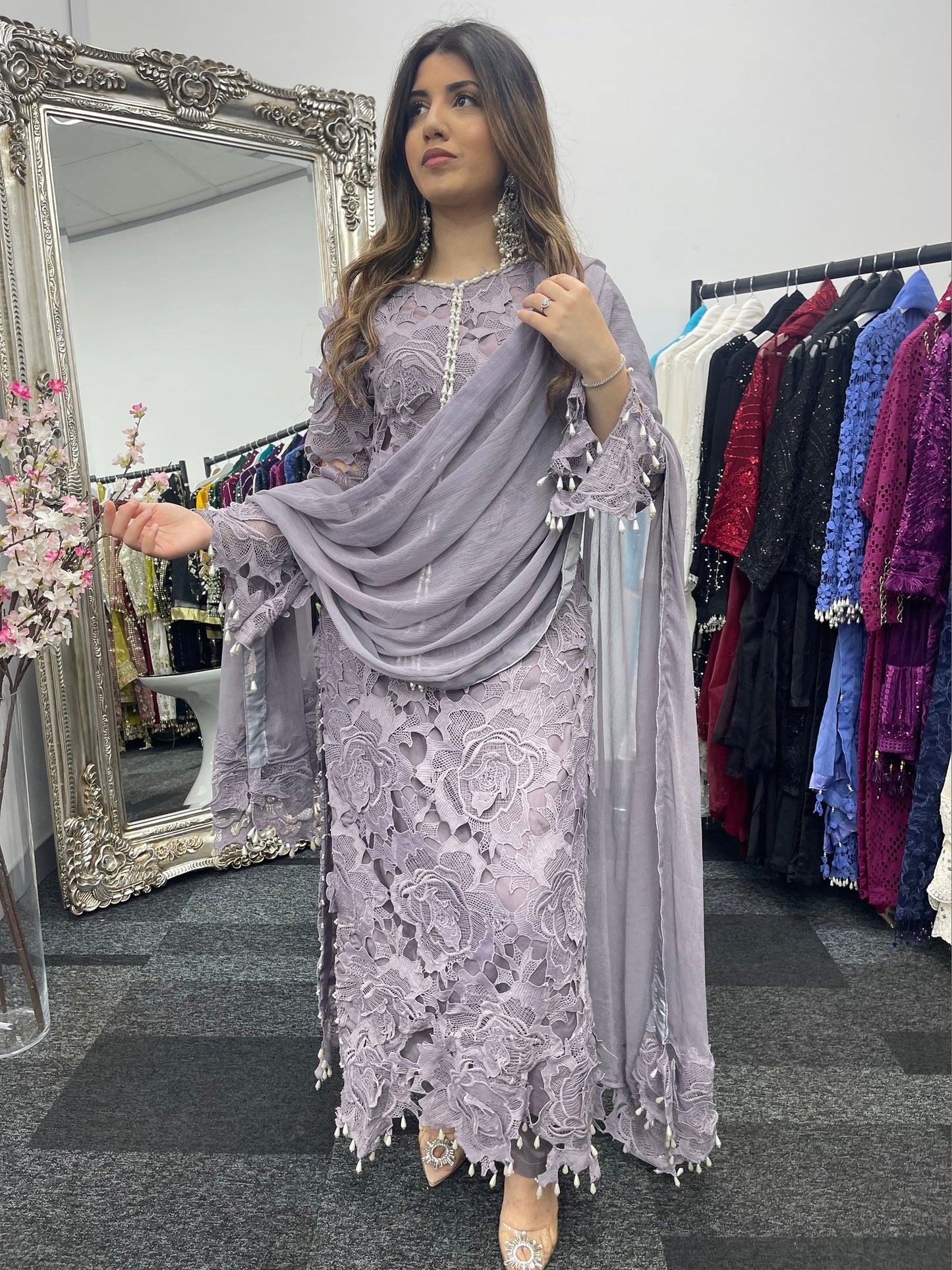 (Preorder 4 weeks) Lilac Cut - Lacy Crochet- - Dia -Diya - - Lavender Purple -