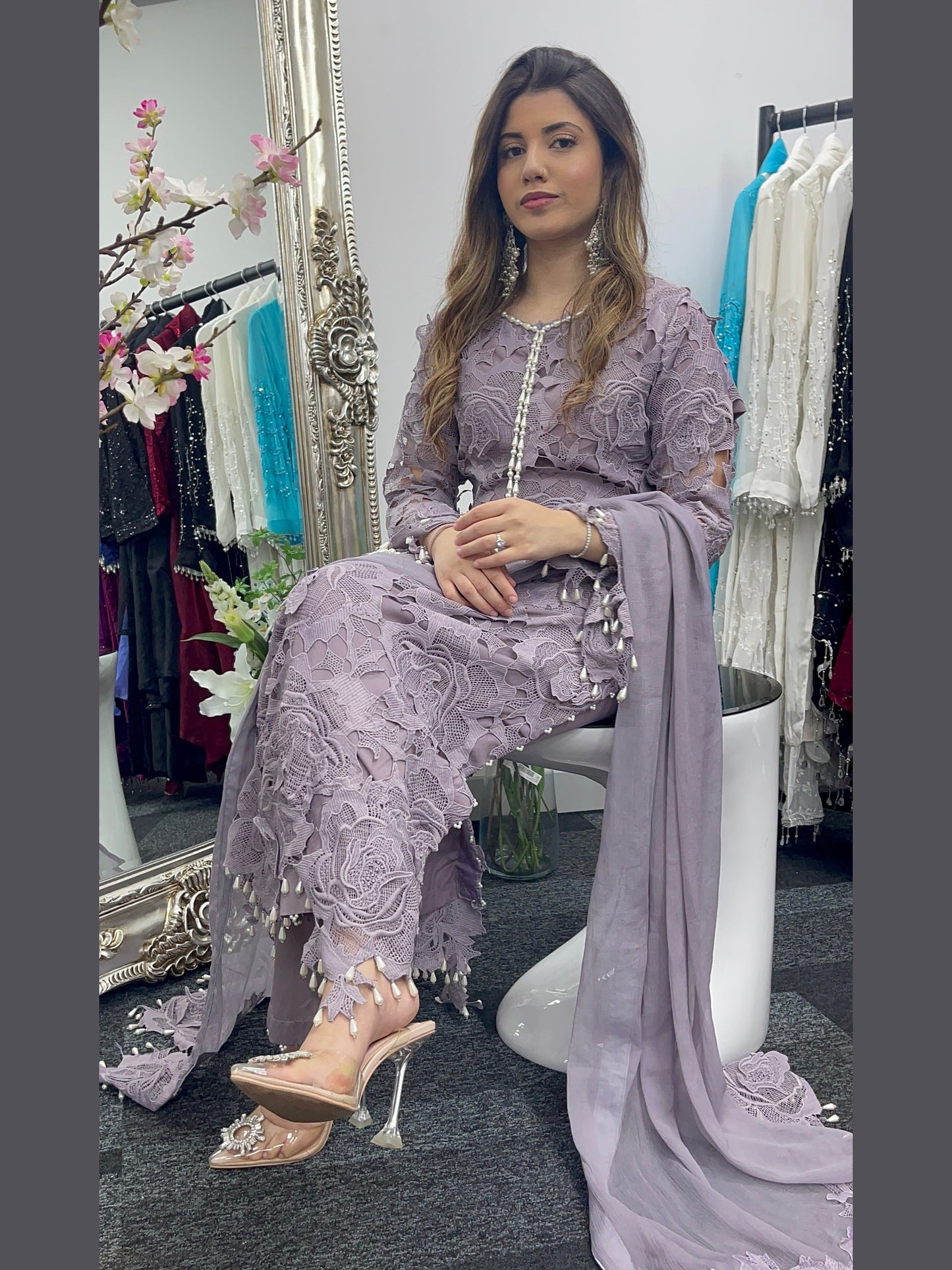 (Preorder 4 weeks) Lilac Cut - Lacy Crochet- - Dia -Diya - - Lavender Purple -