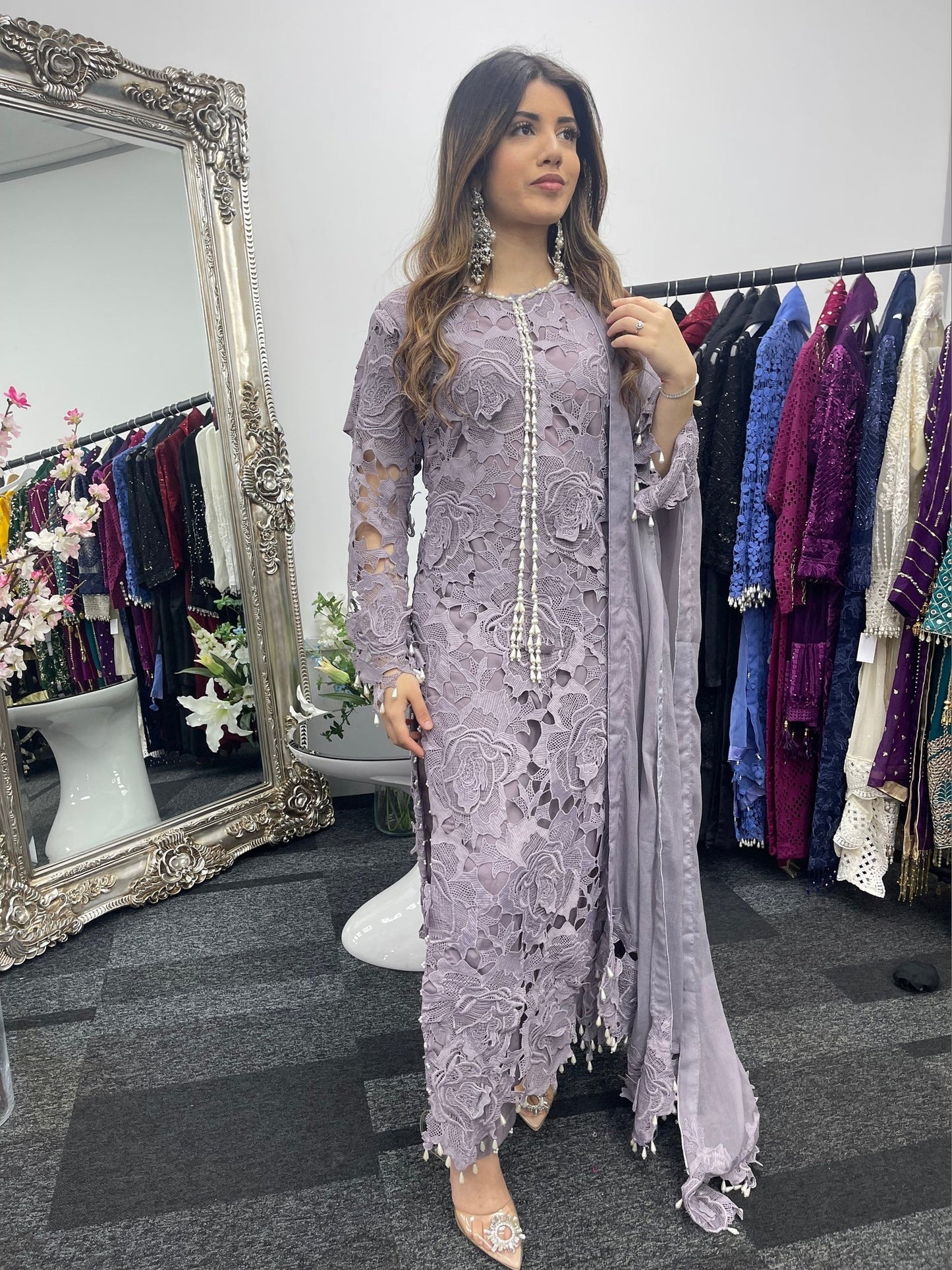 (Preorder 4 weeks) Lilac Cut - Lacy Crochet- - Dia -Diya - - Lavender Purple -