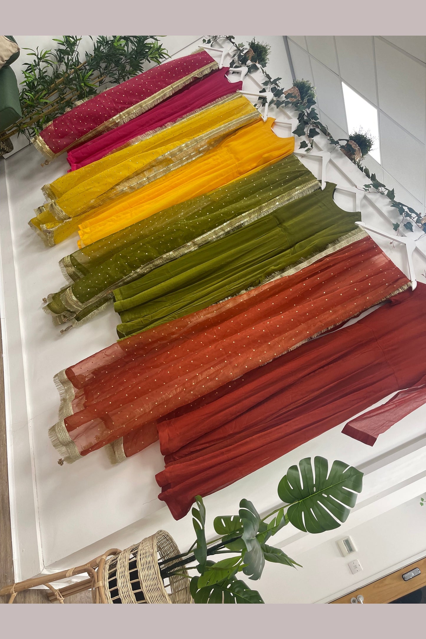 Chulbul - Mehndi Dress - Pink - Yellow- Green - Orange - Anarkali